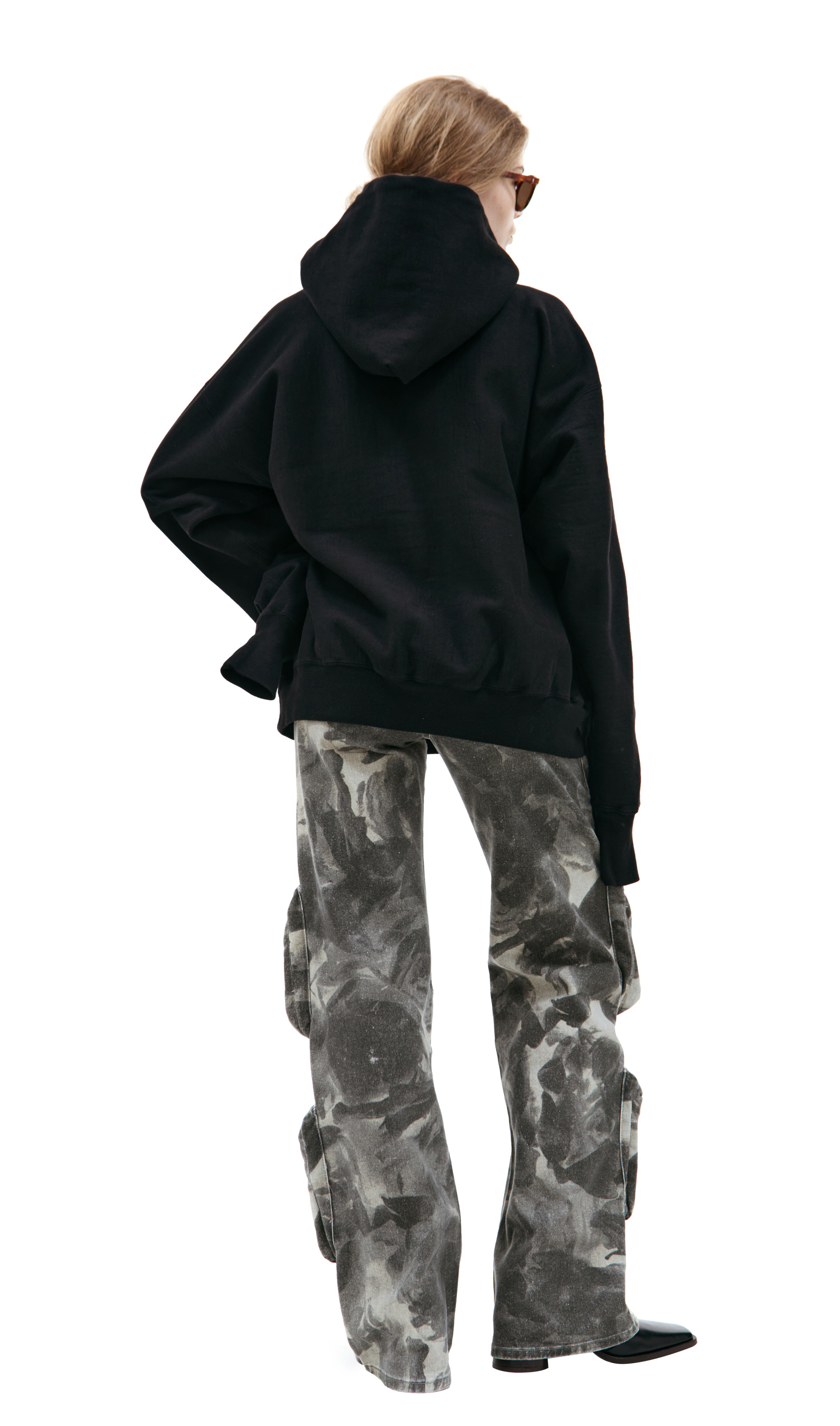 Saint Michael Черное худи с контрастным логотипом