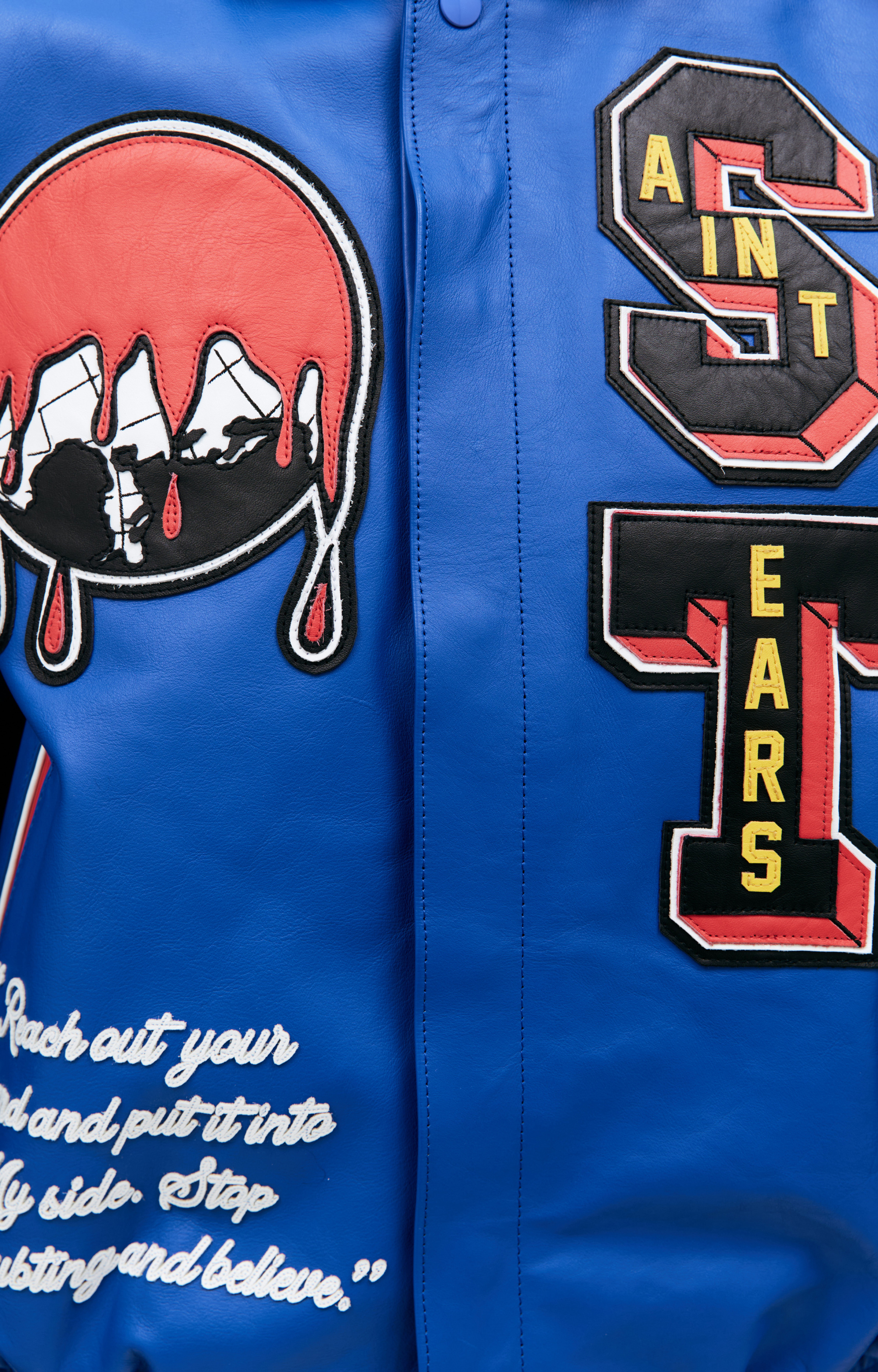 Saint Michael Кожаная куртка Saint Michael х DENIM TEARS с нашивками