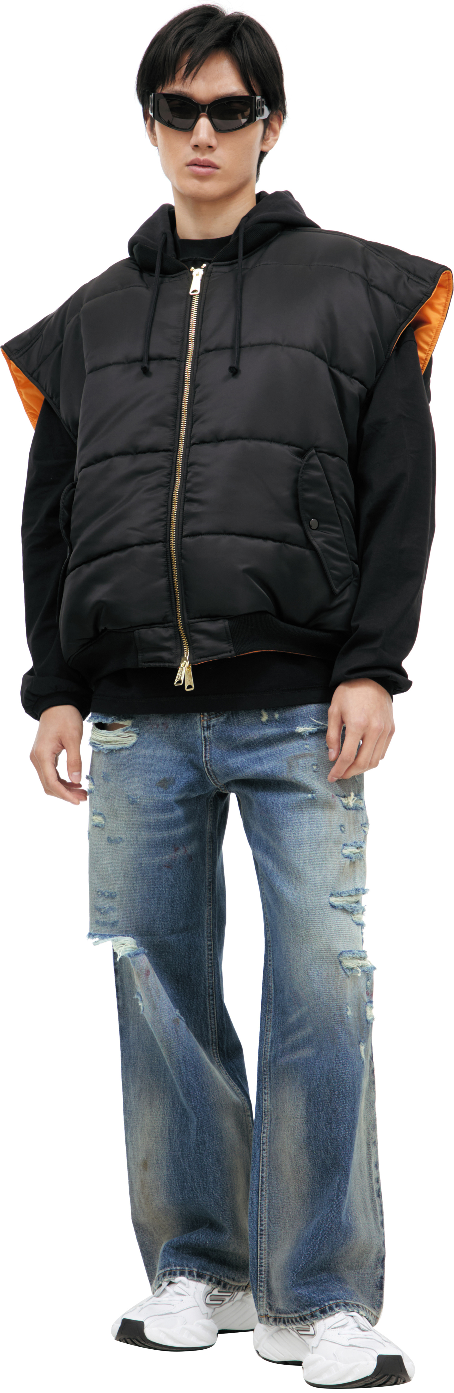 VETEMENTS Двусторонний жилет-бомбер с капюшоном