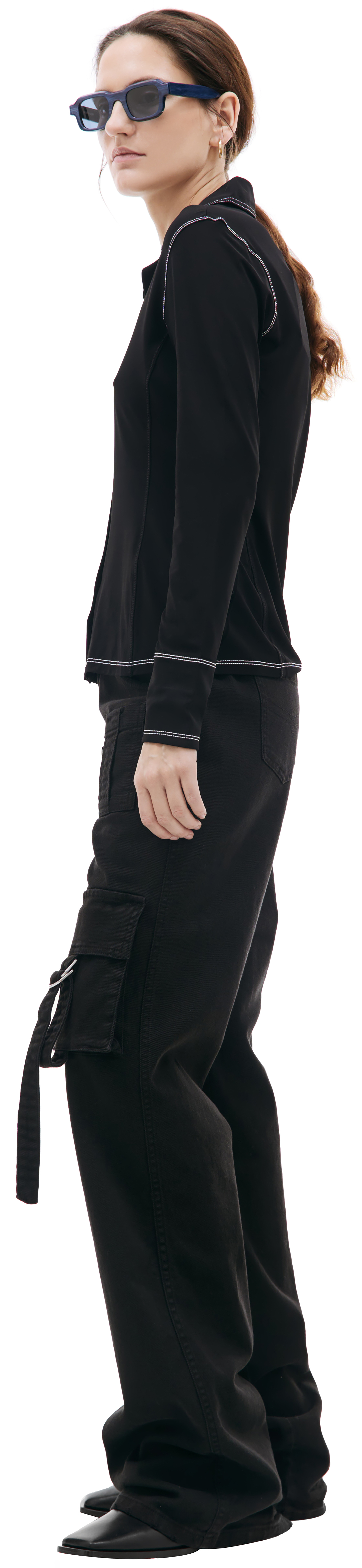 MARINE SERRE Приталенная рубашка с контрастной строчкой