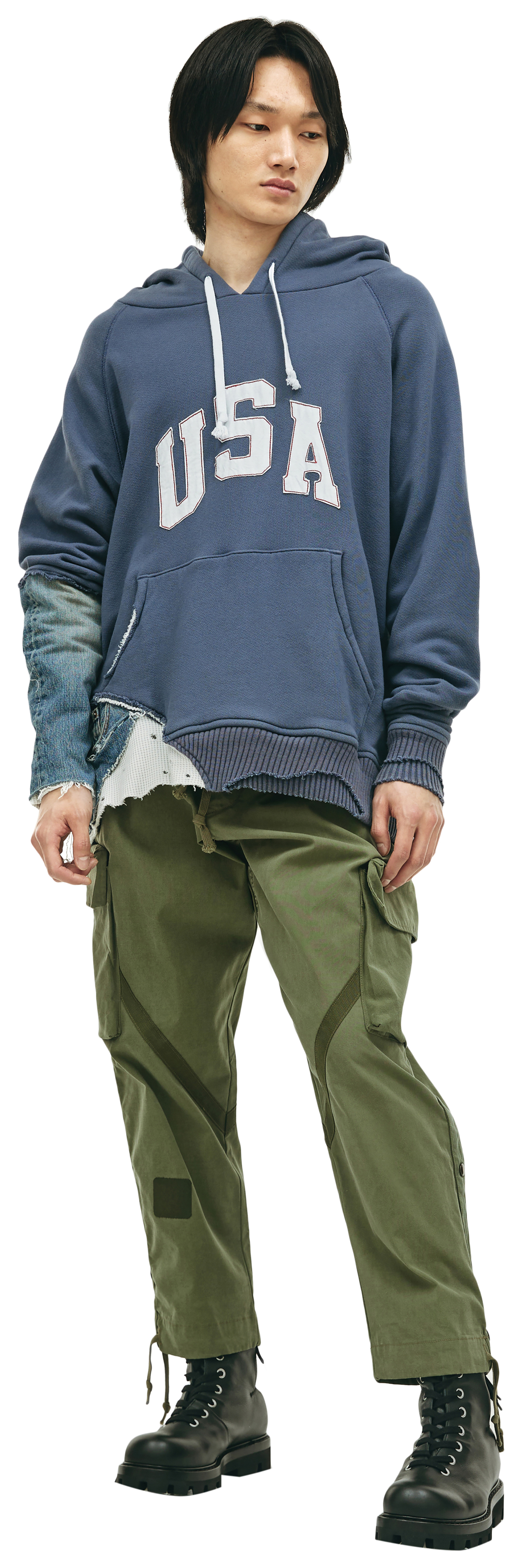 Greg Lauren Комбинированное худи USA