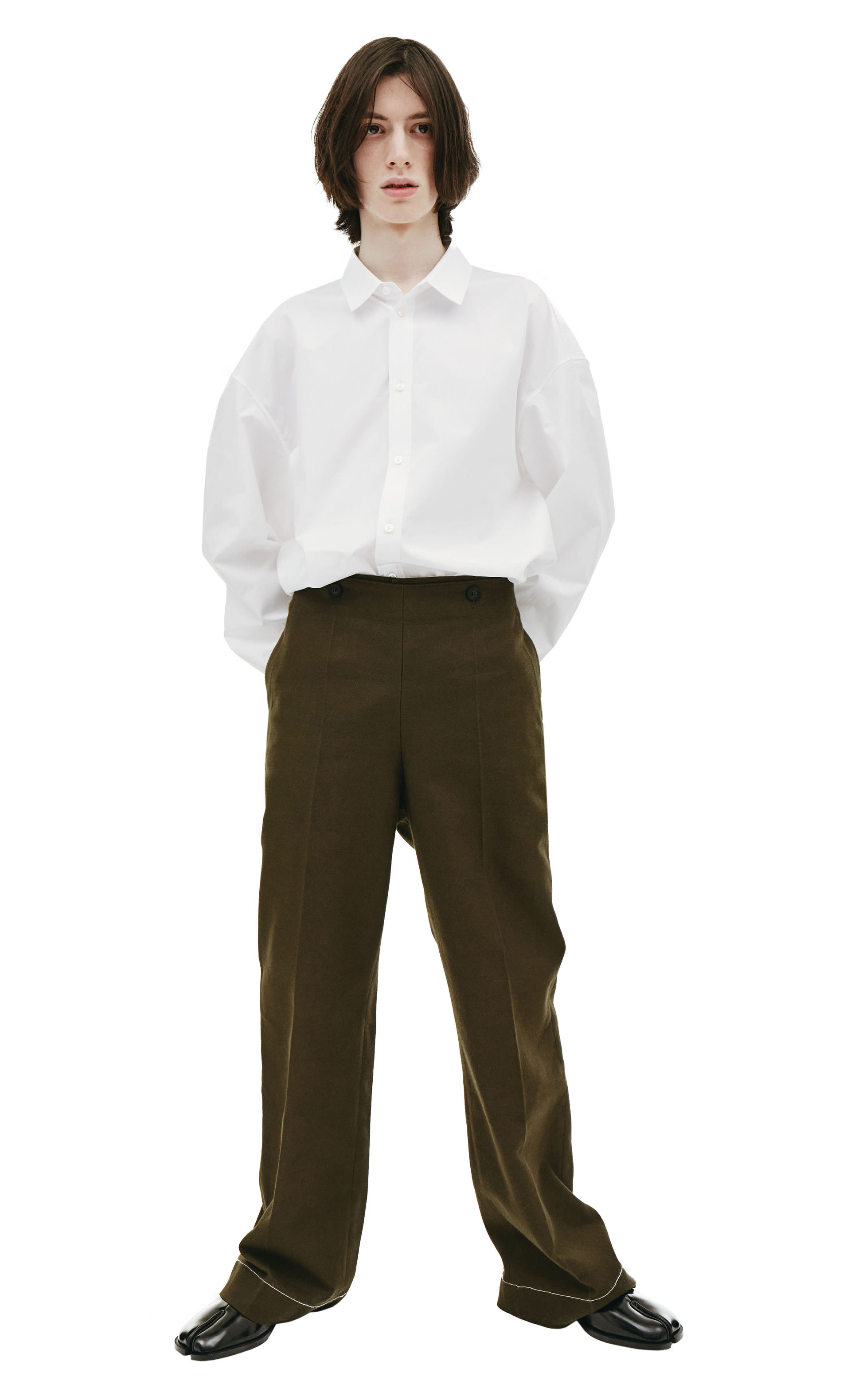 Maison Margiela Темно-зеленые брюки со стрелками