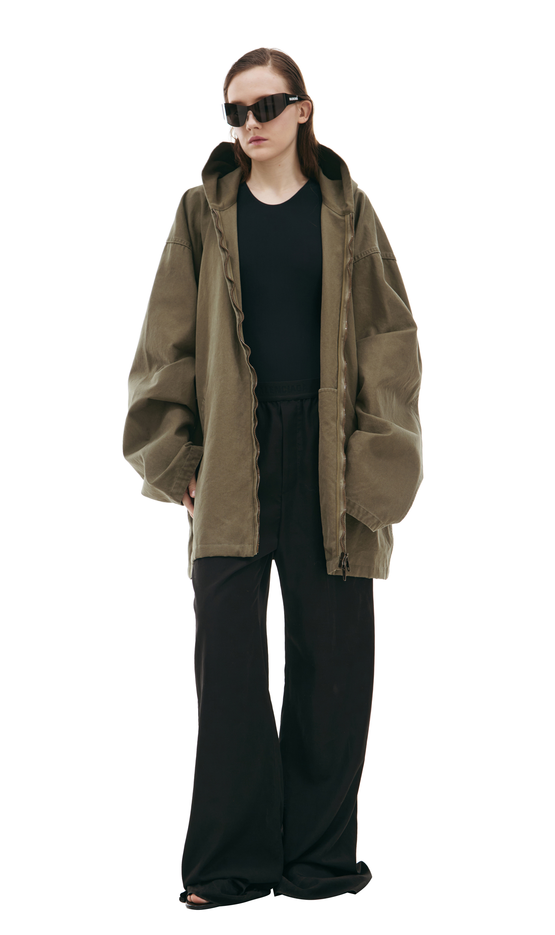 Balenciaga Хаки куртка с капюшоном