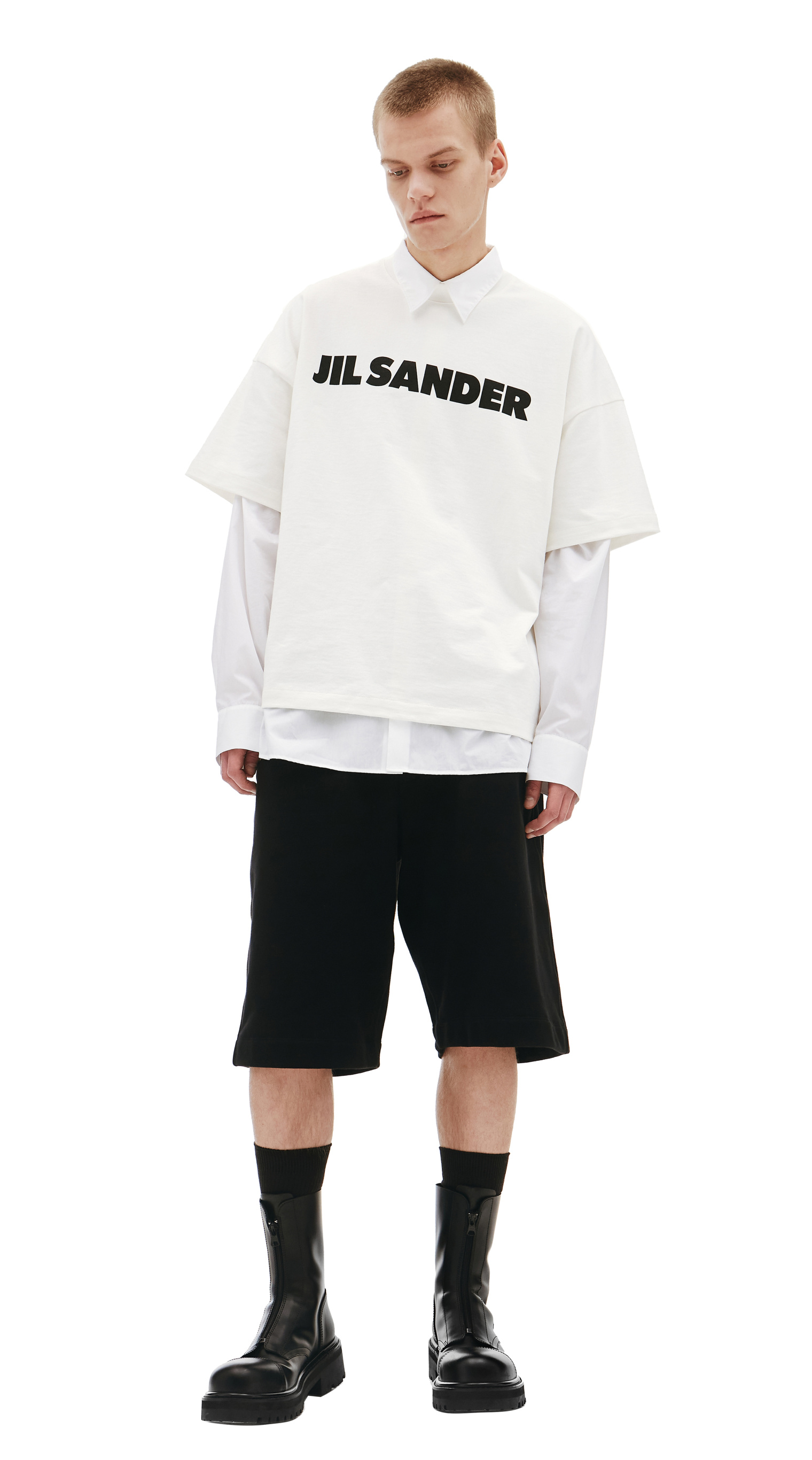 Jil Sander Футболка молочного цвета с логотипом