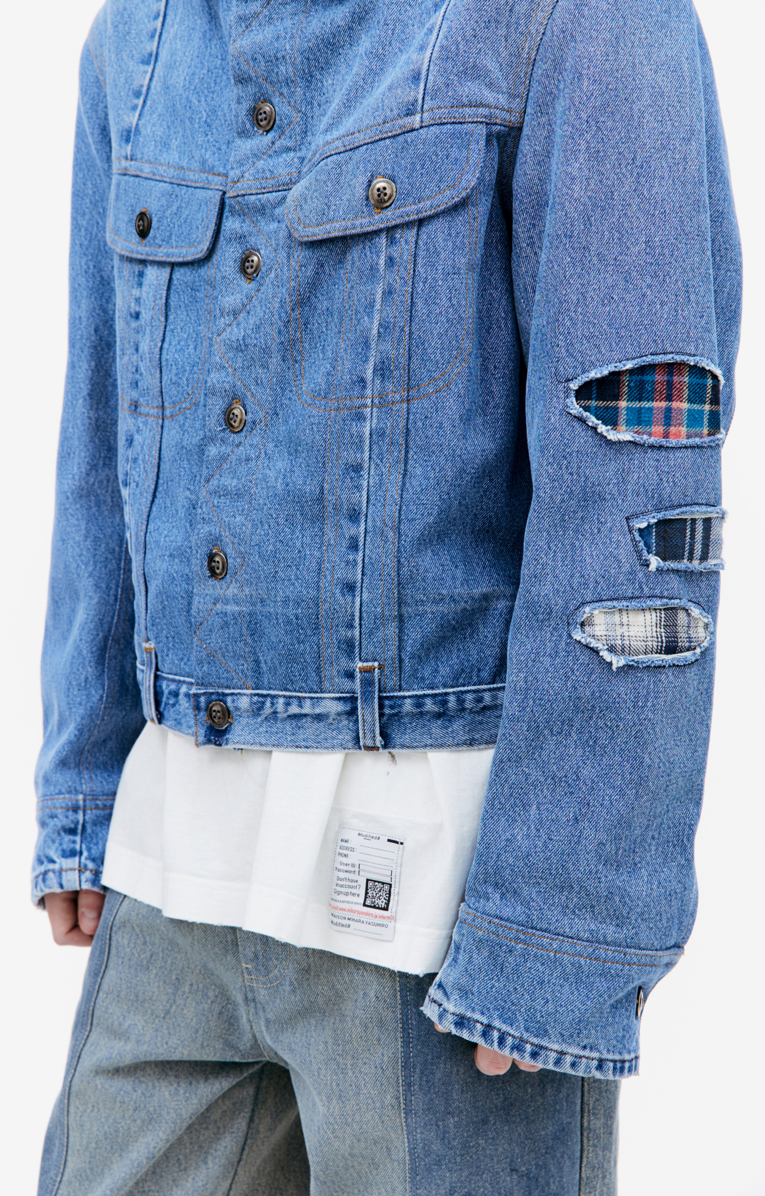 Greg Lauren Комбинированная куртка из винтажного денима