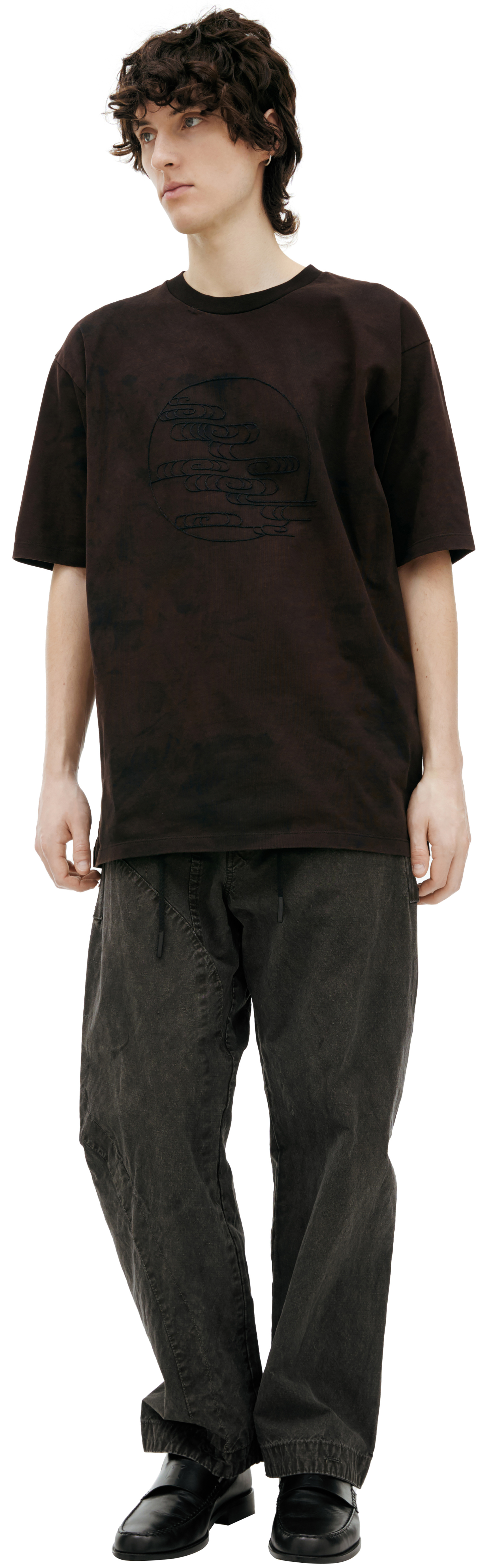 PLANIMETRY Футболка-OST-BLMNAW25-BLKG большая круглая вышивка на груди, выстир черный