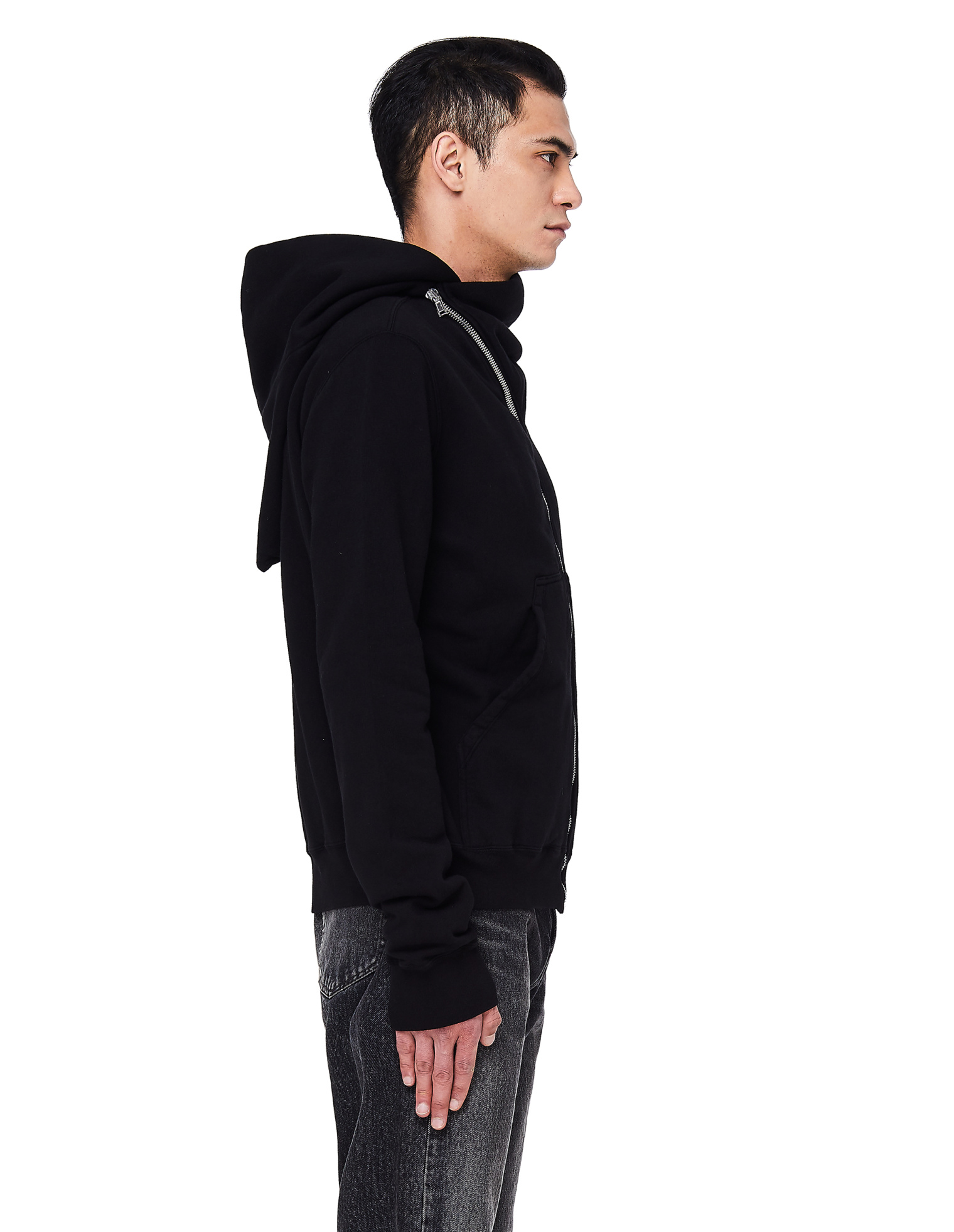 DRKSHDW by Rick Owens Черное хлопковое худи на молнии