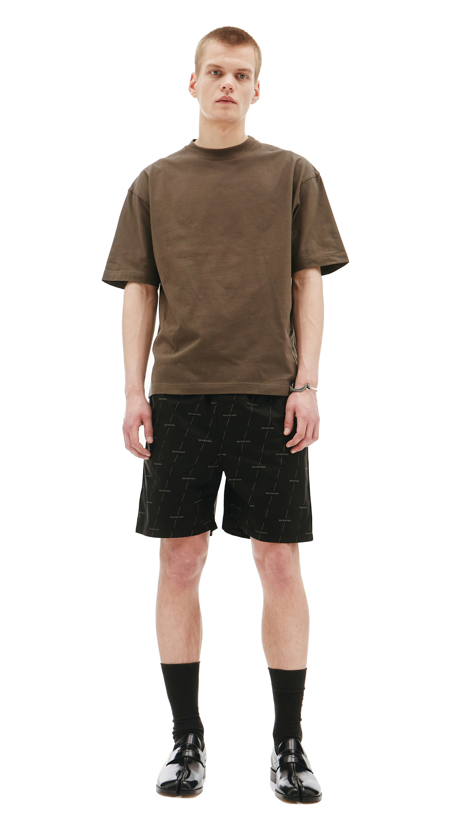 Balenciaga Черные шорты с монопринтом Balenciaga