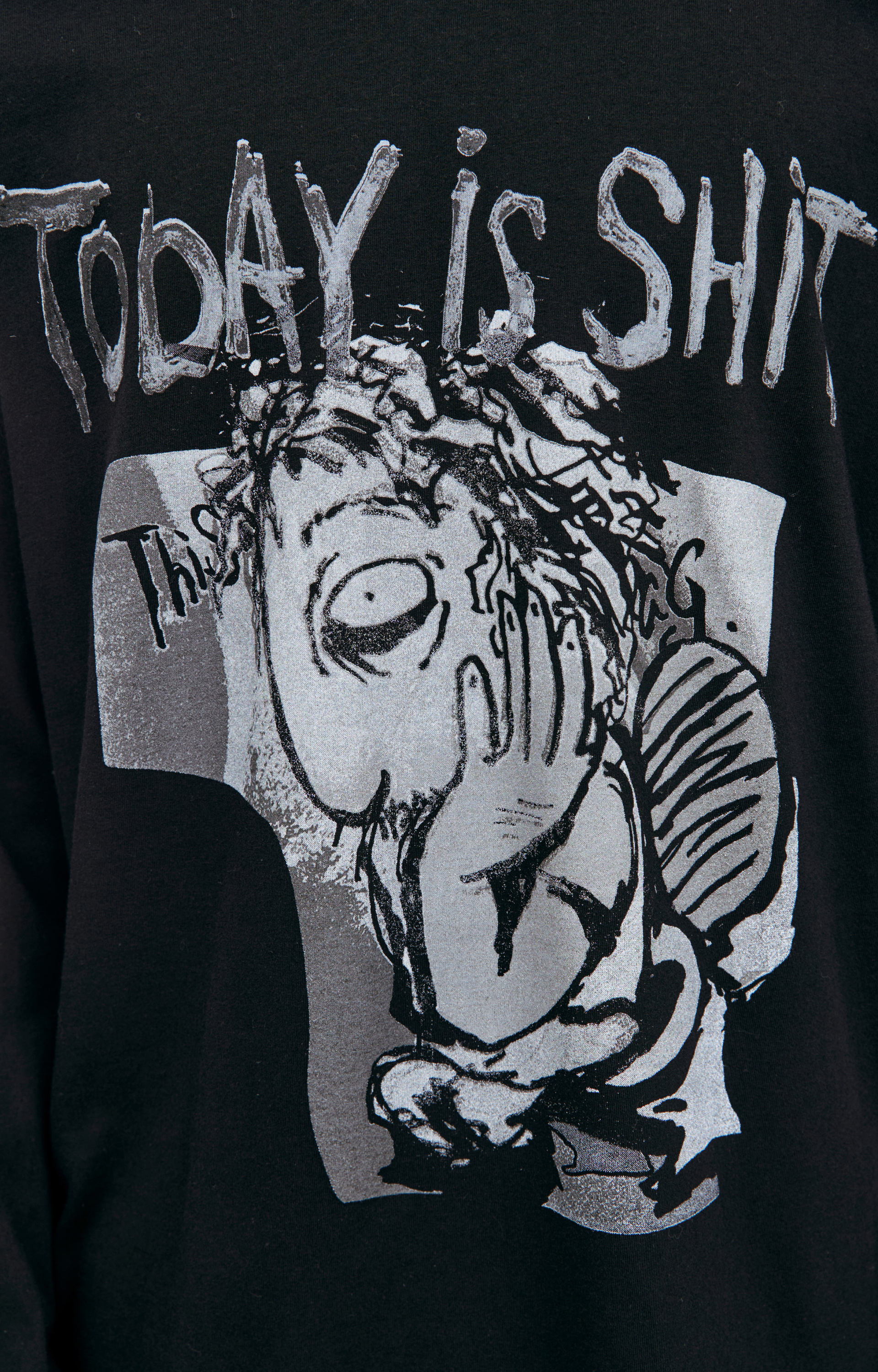 Yohji Yamamoto Черный лонгслив с принтом