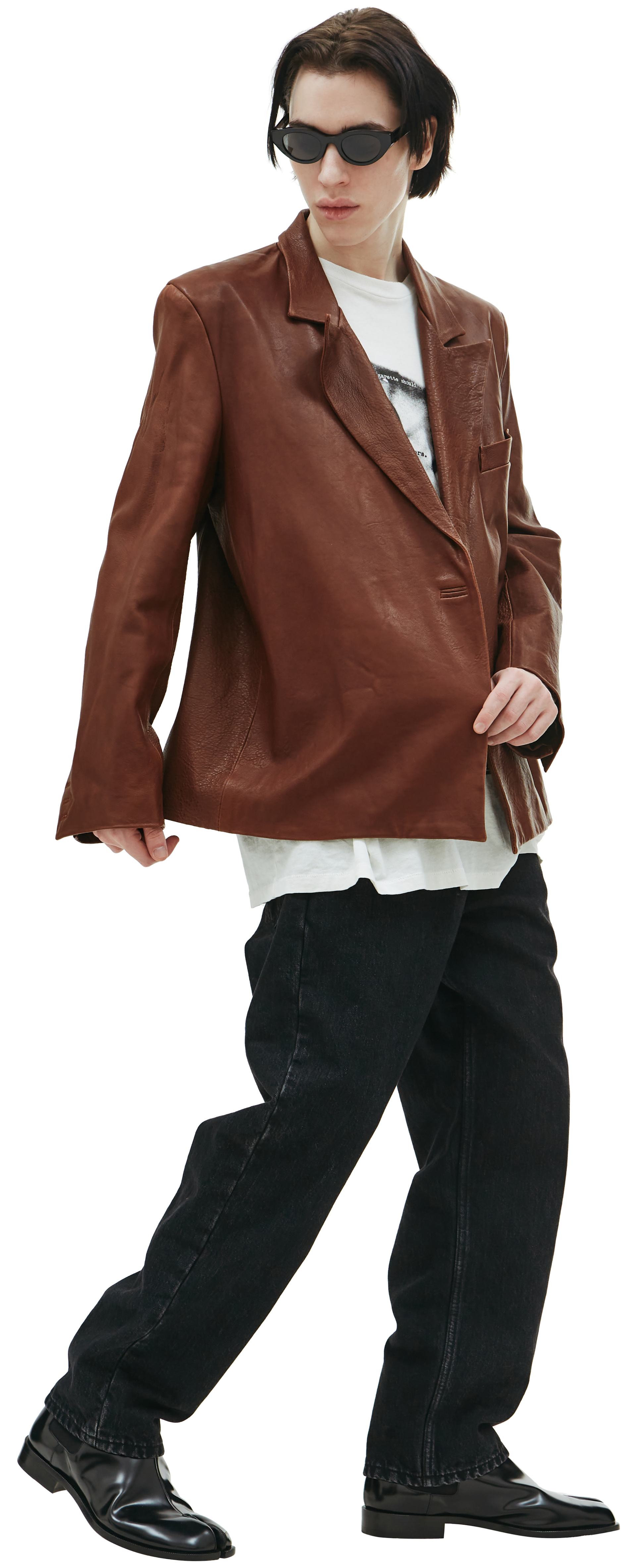 Enfants Riches Déprimés Кожаный пиджак без пуговиц