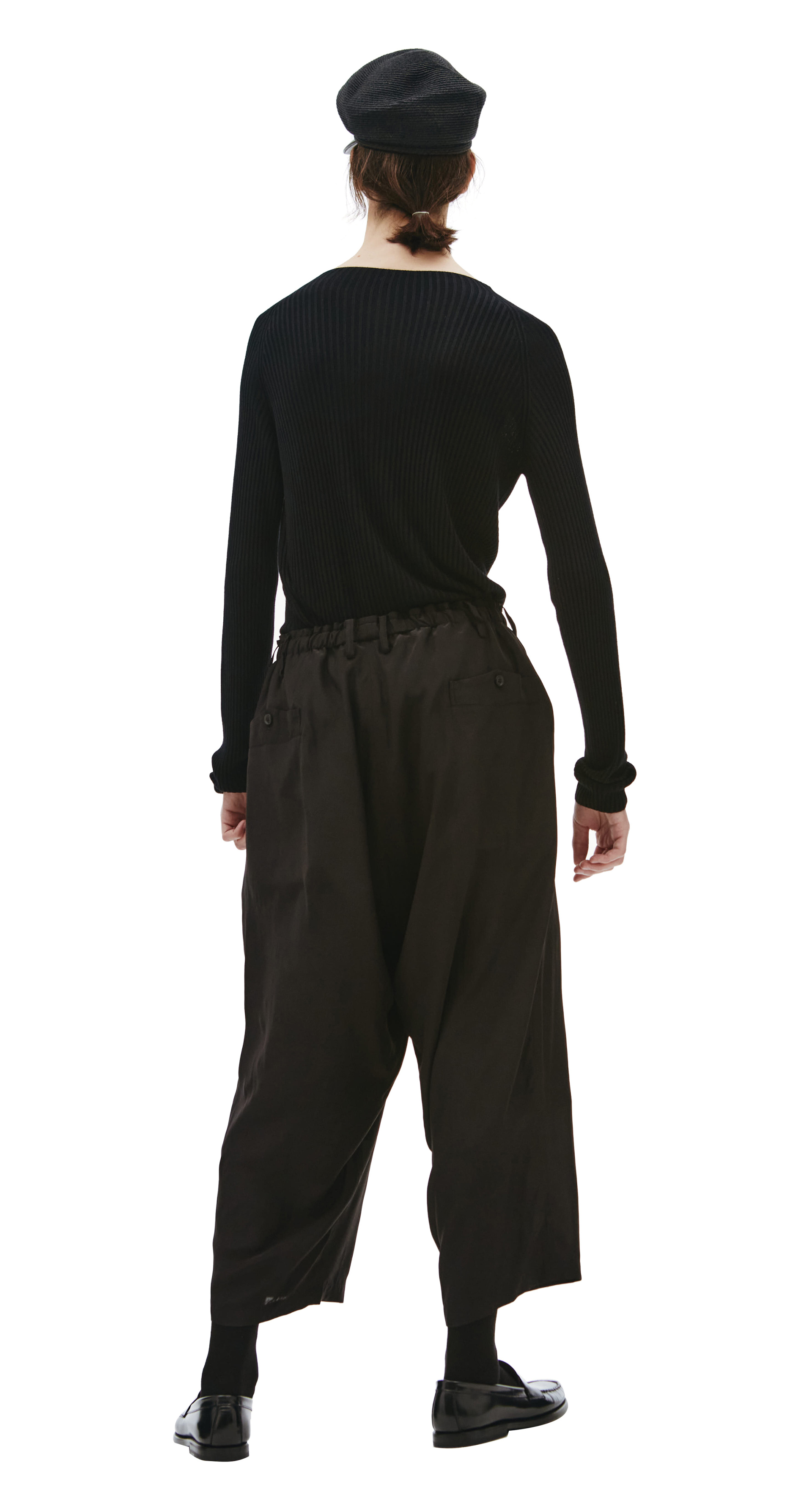 Yohji Yamamoto Укороченные брюки из шелка с принтом