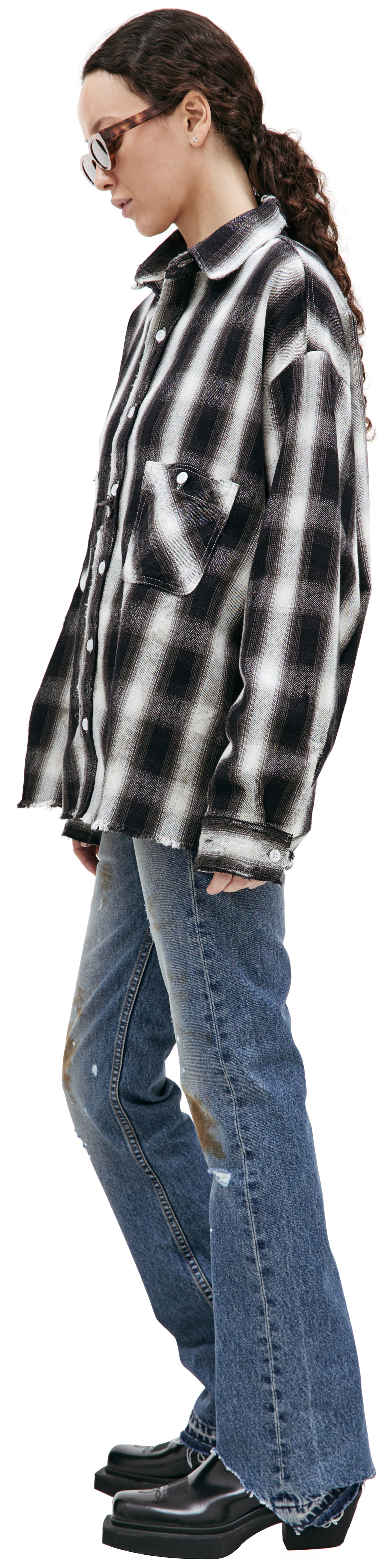 Saint Michael Рваная рубашка Saint Michael х Denim Tears в клетку