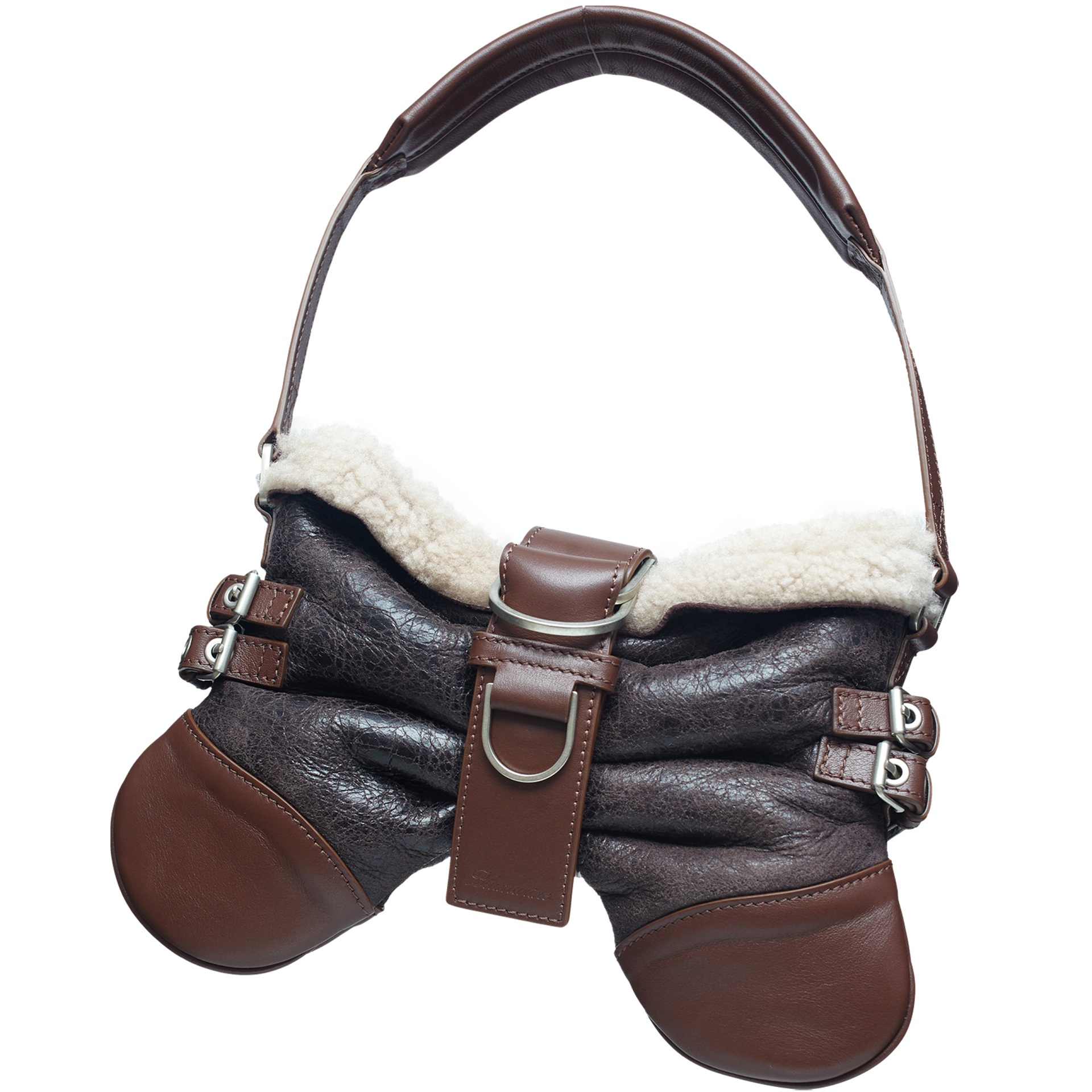 Blumarine Кожаная сумка Butterfly mini с мехом