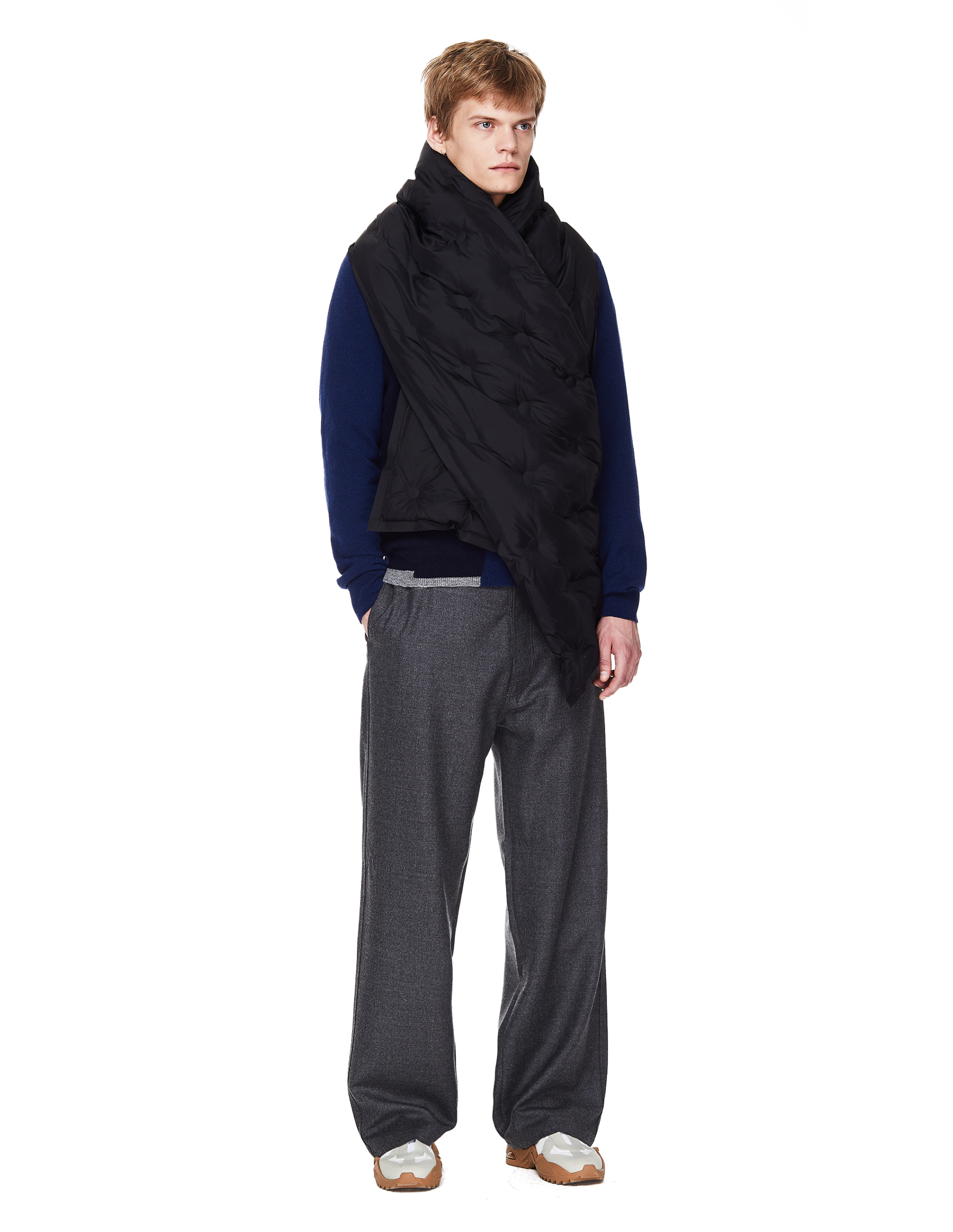 Maison Margiela Черный стеганый шарф Glam Slam