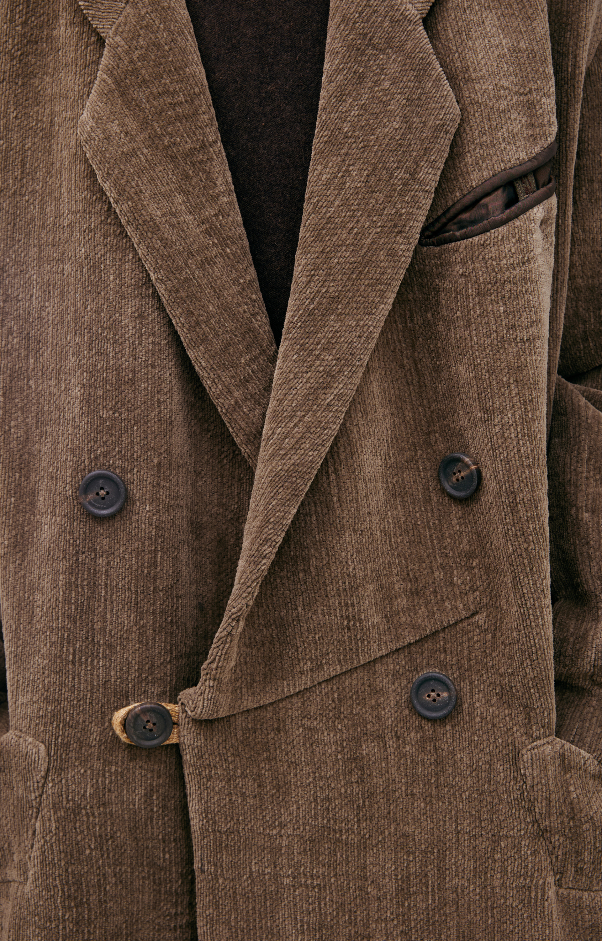 Ziggy Chen Двубортно пальто из хлопка и льна