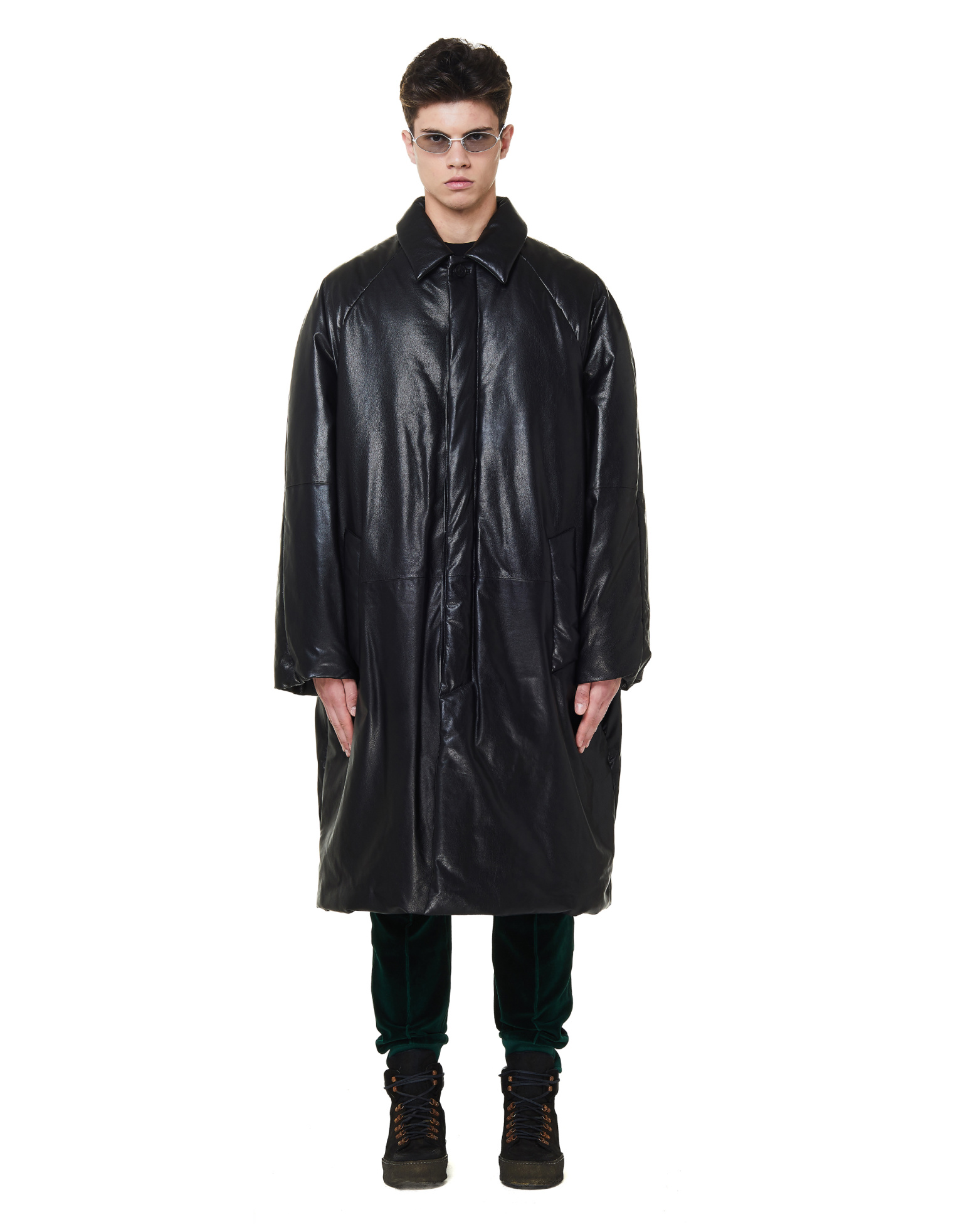 Balenciaga Кожаный утепленный плащ