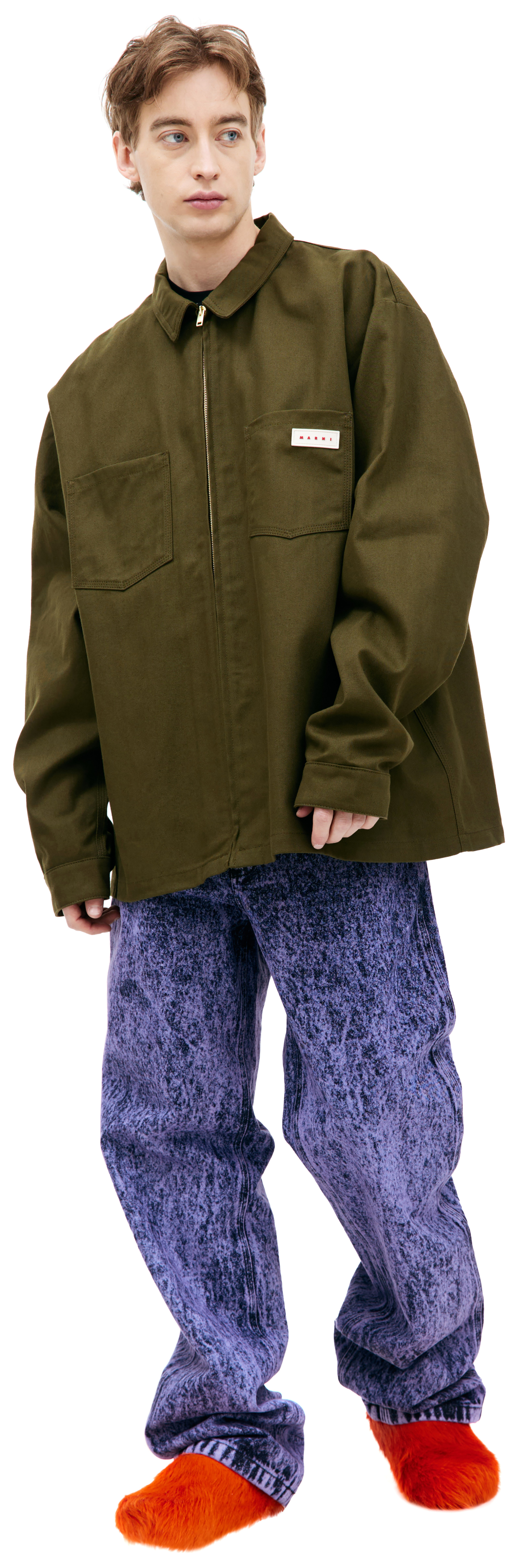 Marni Хаки рубашка на молнии