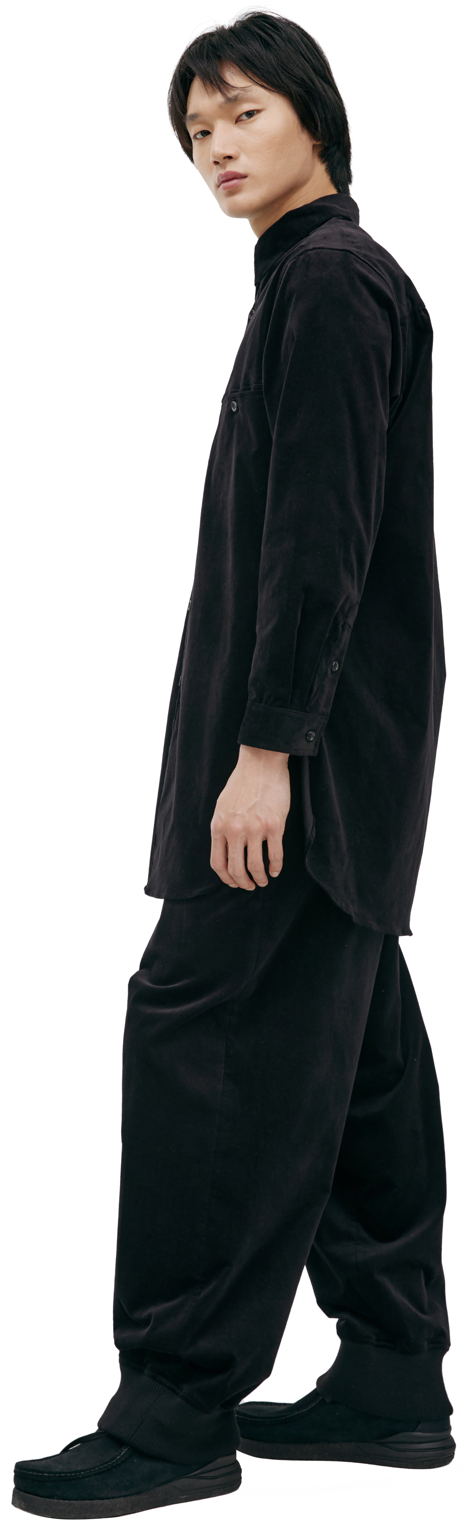 Yohji Yamamoto Черная рубашка из велюра