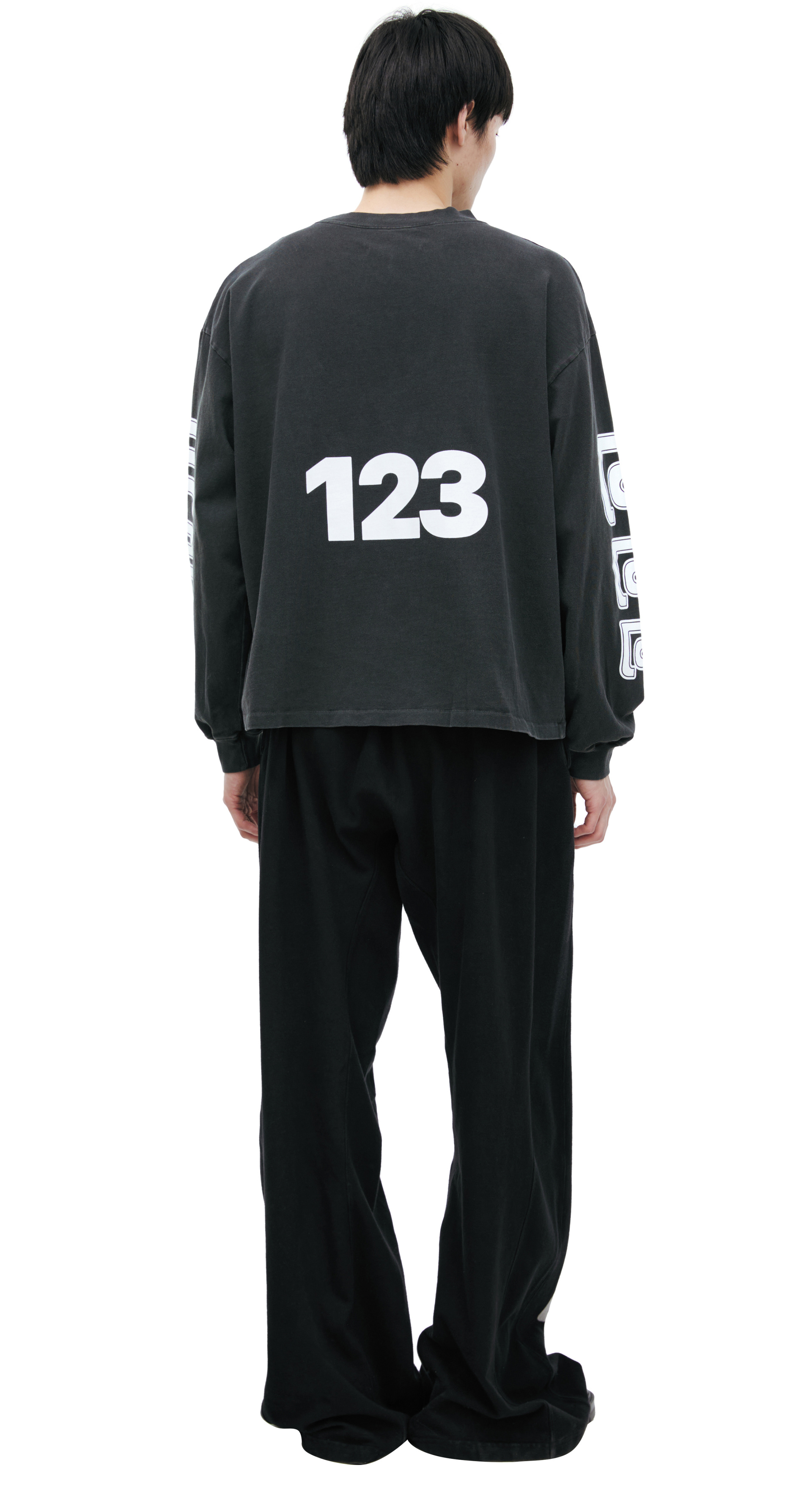 RRR123 Темно-серый лонгслив с принтом