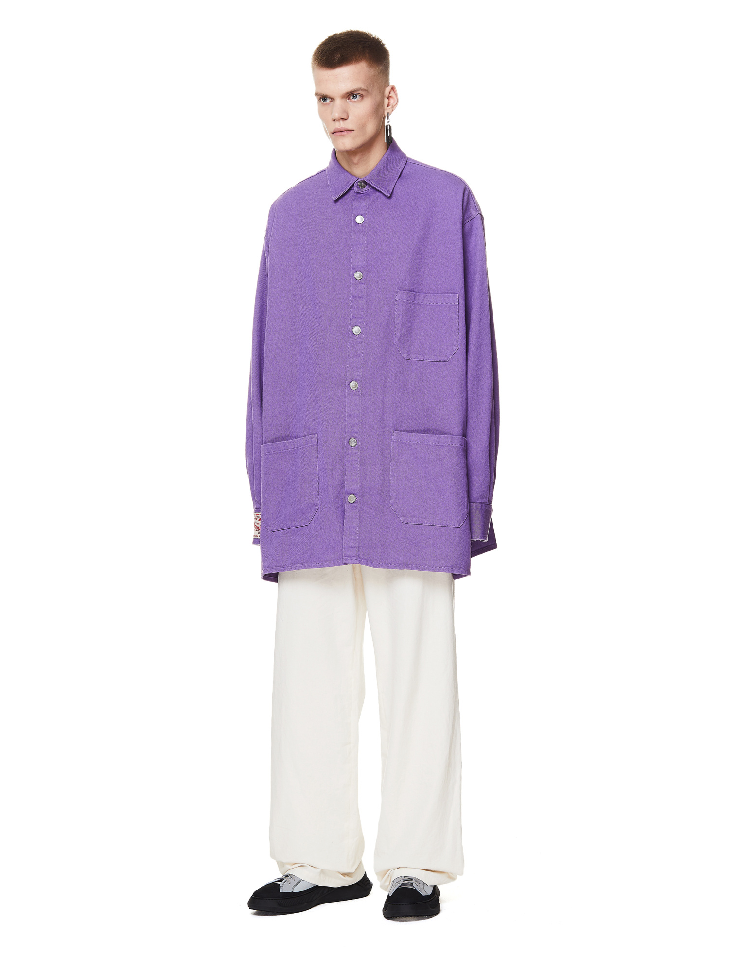 Raf Simons Рубашка oversize из лилового денима