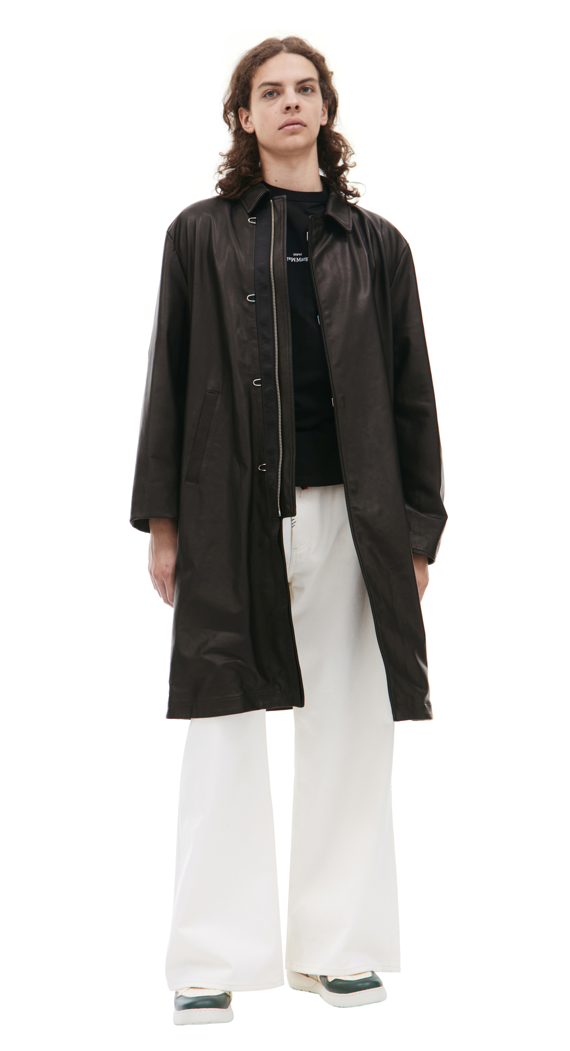 Undercover Однобортное пальто из кожи