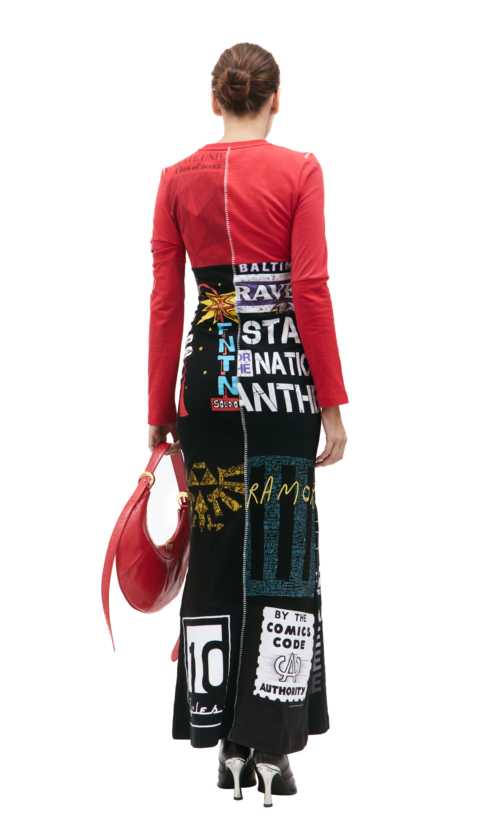 MARINE SERRE Платье макси в стиле пэчворк