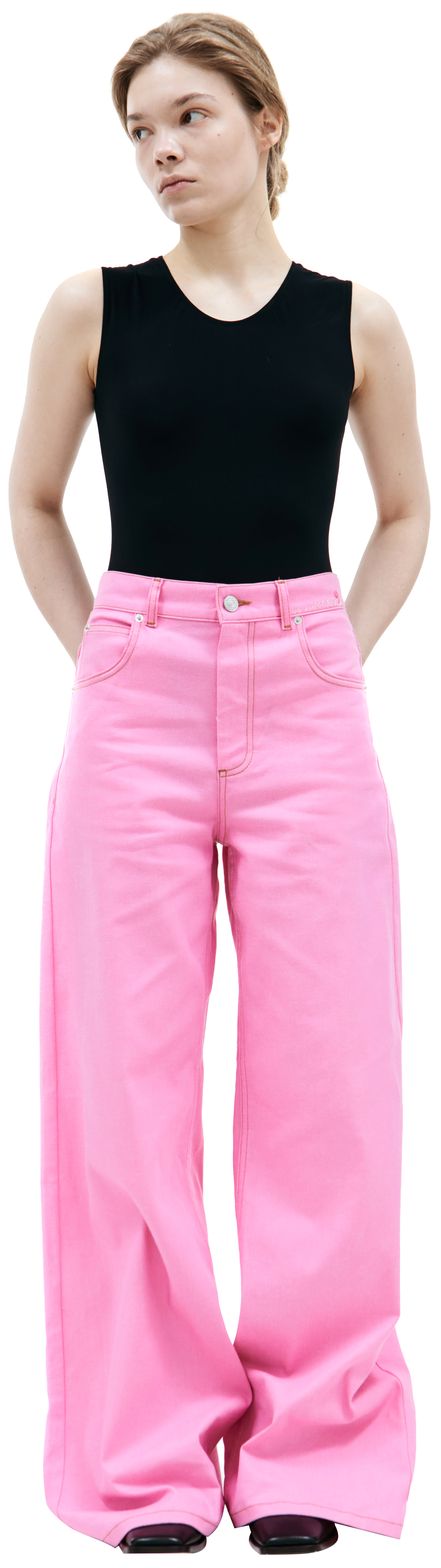 Marni Расклешенные джинсы с вышитым логотипом