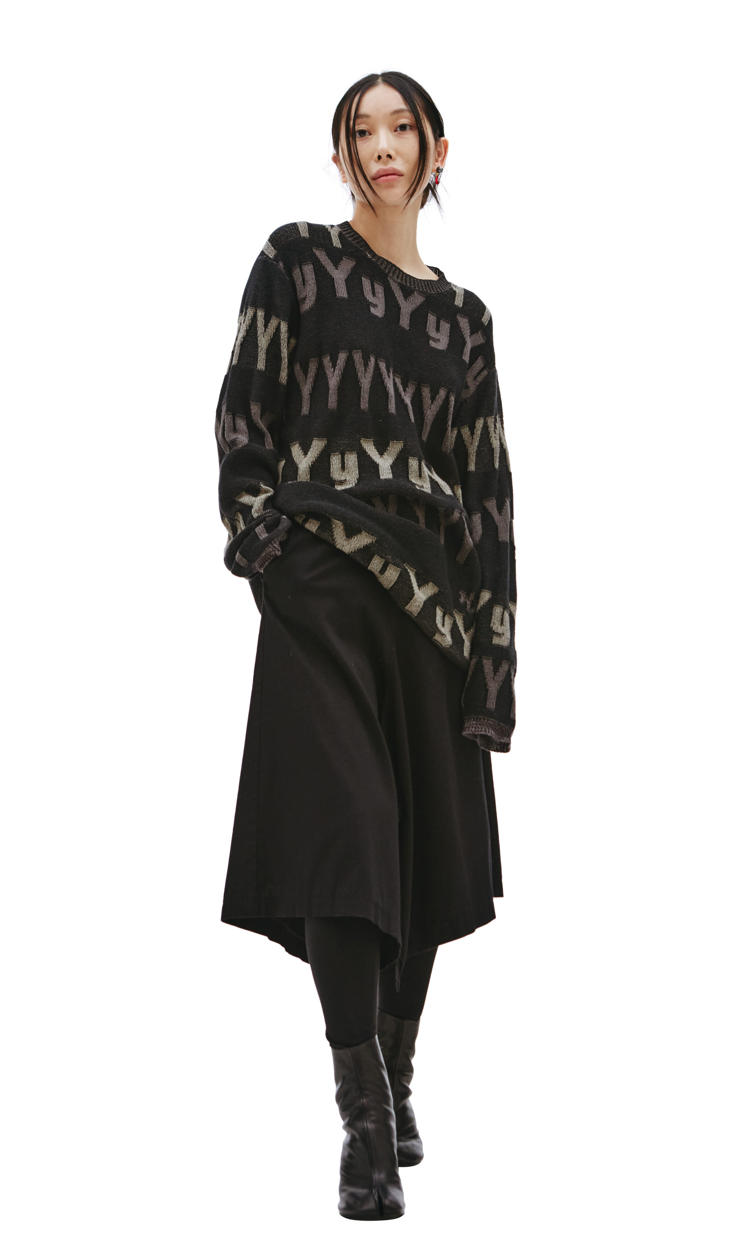 Yohji Yamamoto Вязаный свитер с логотипом YY