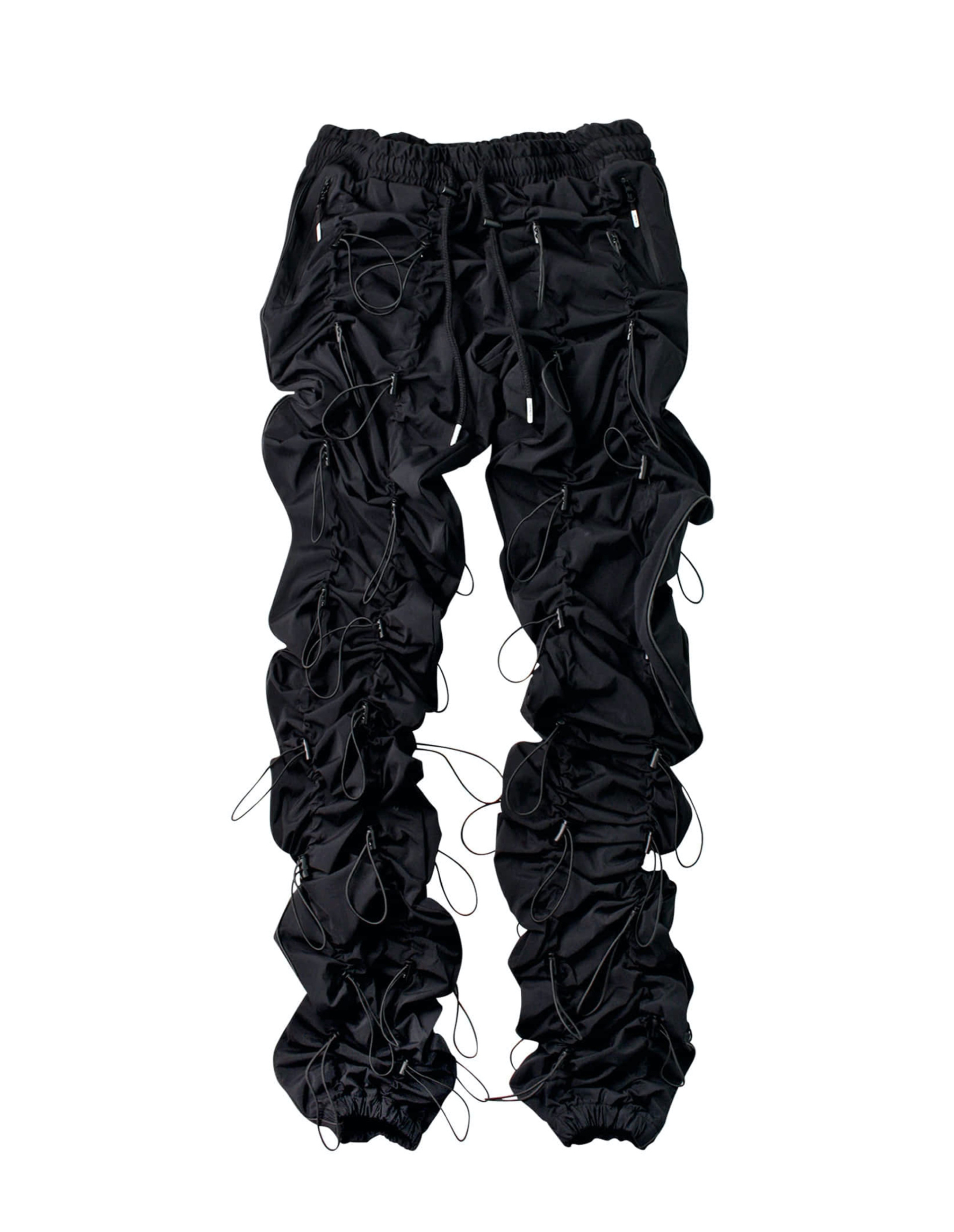 99% IS Черные брюки с затяжками Gobchang