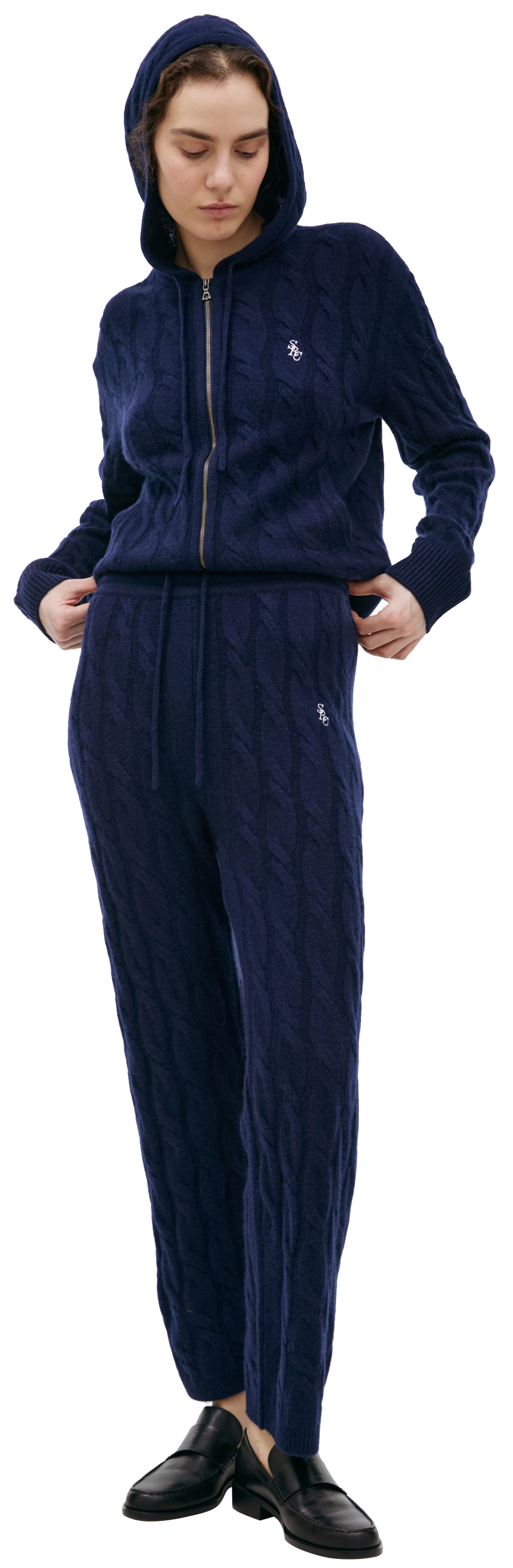 SPORTY & RICH Кашемировые брюки в крупную вязку