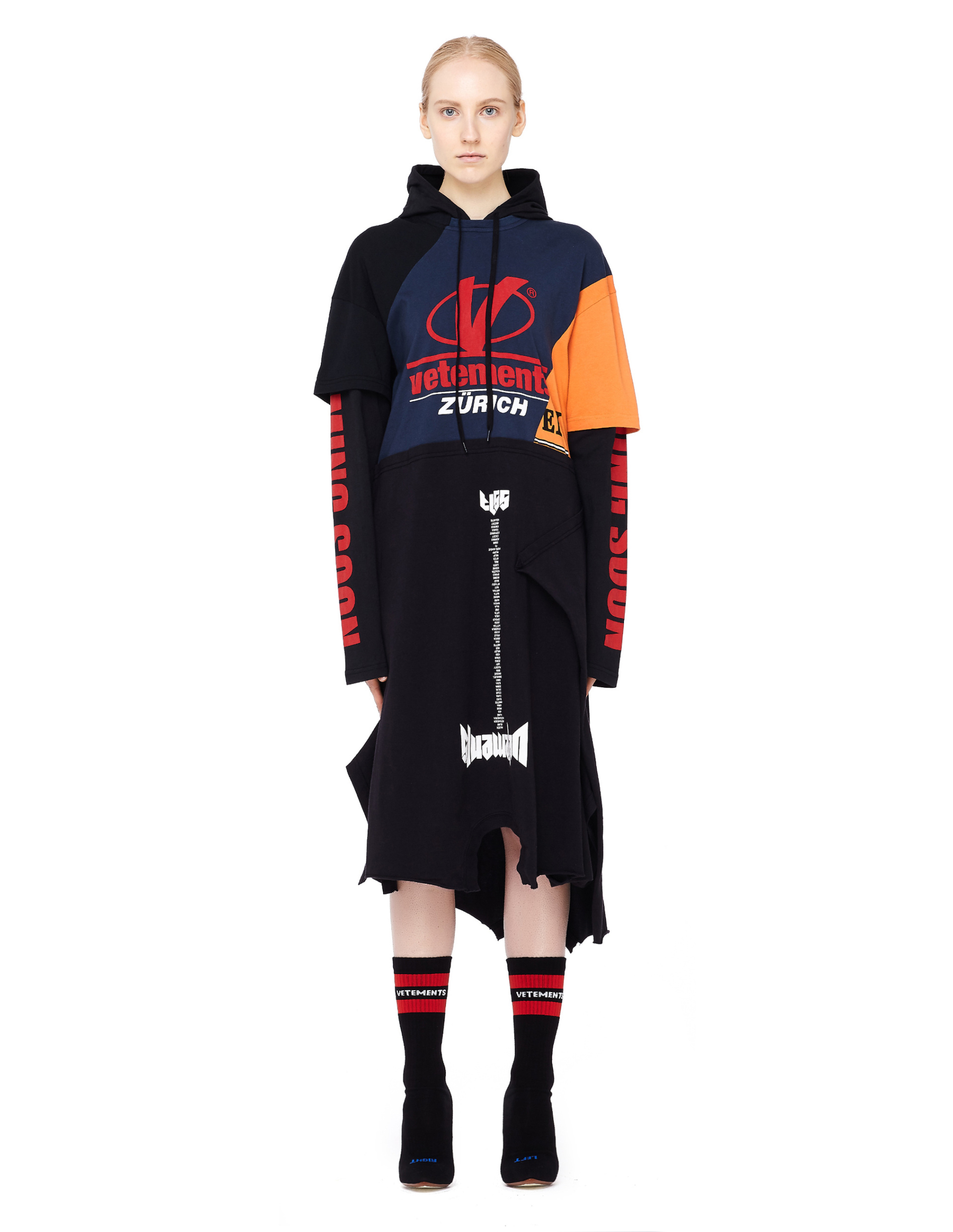 VETEMENTS Хлопковое платье с капюшоном