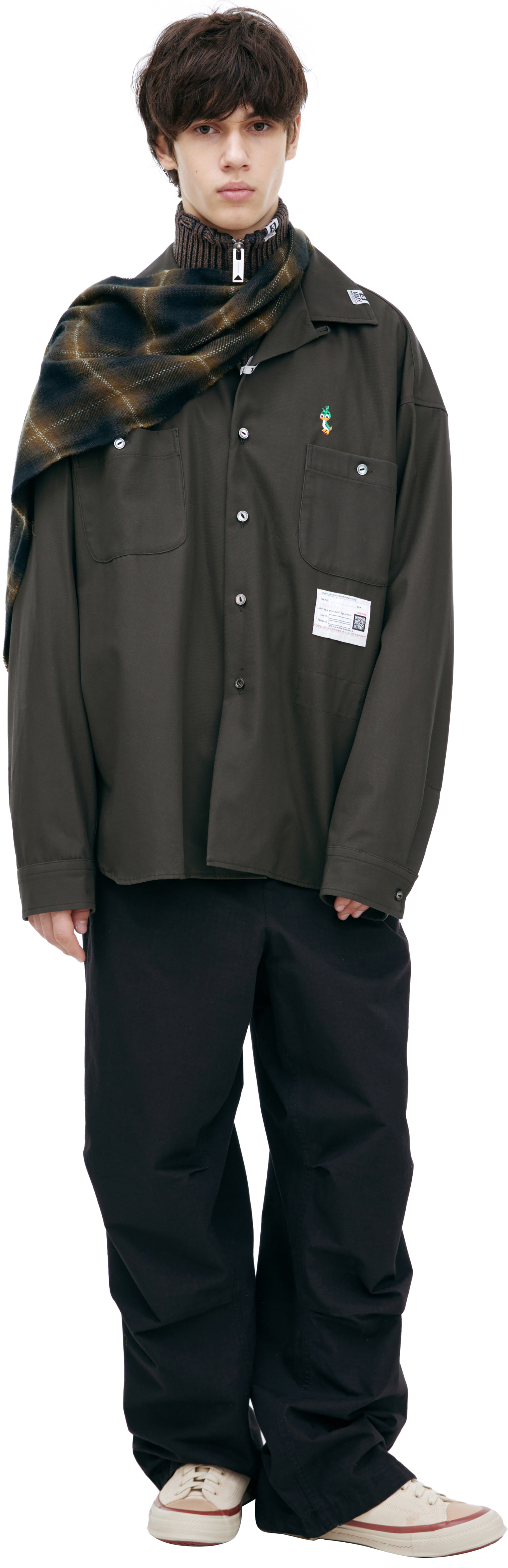 Maison Mihara Yasuhiro Рубашка с вшитым шарфом