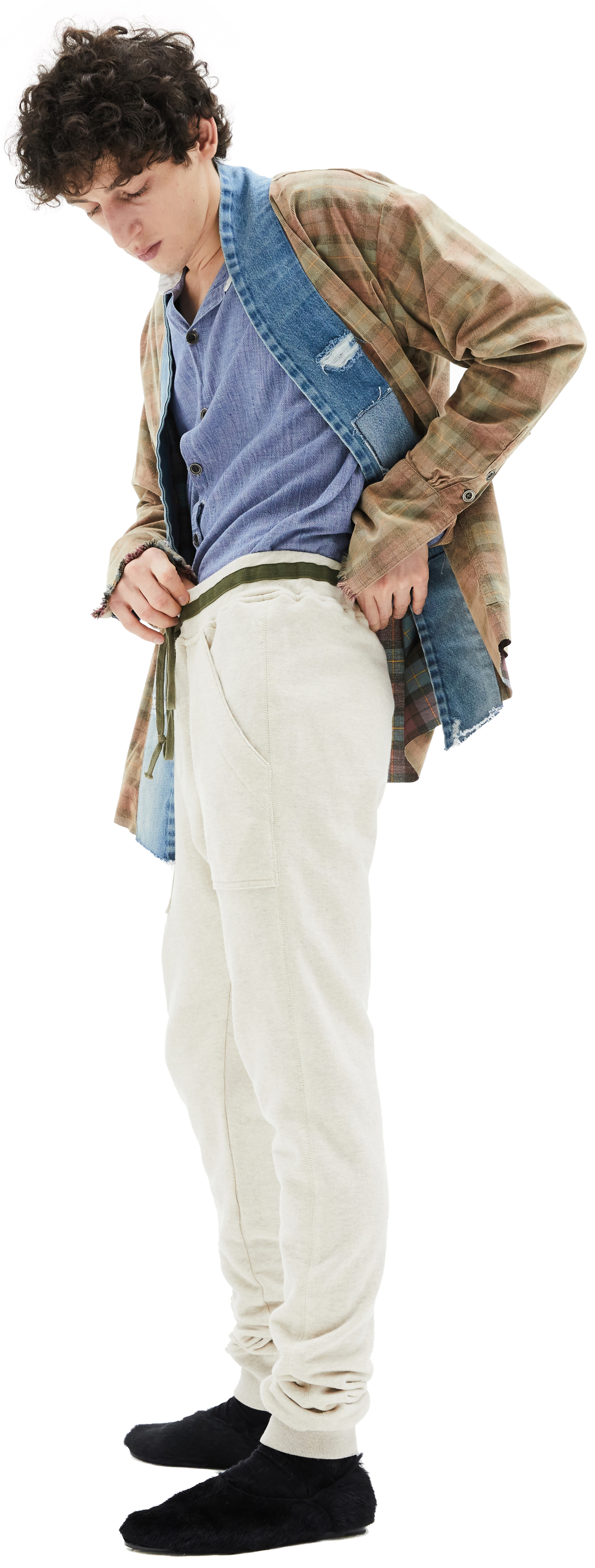 Greg Lauren Бежевые спортивные брюки на кулиске