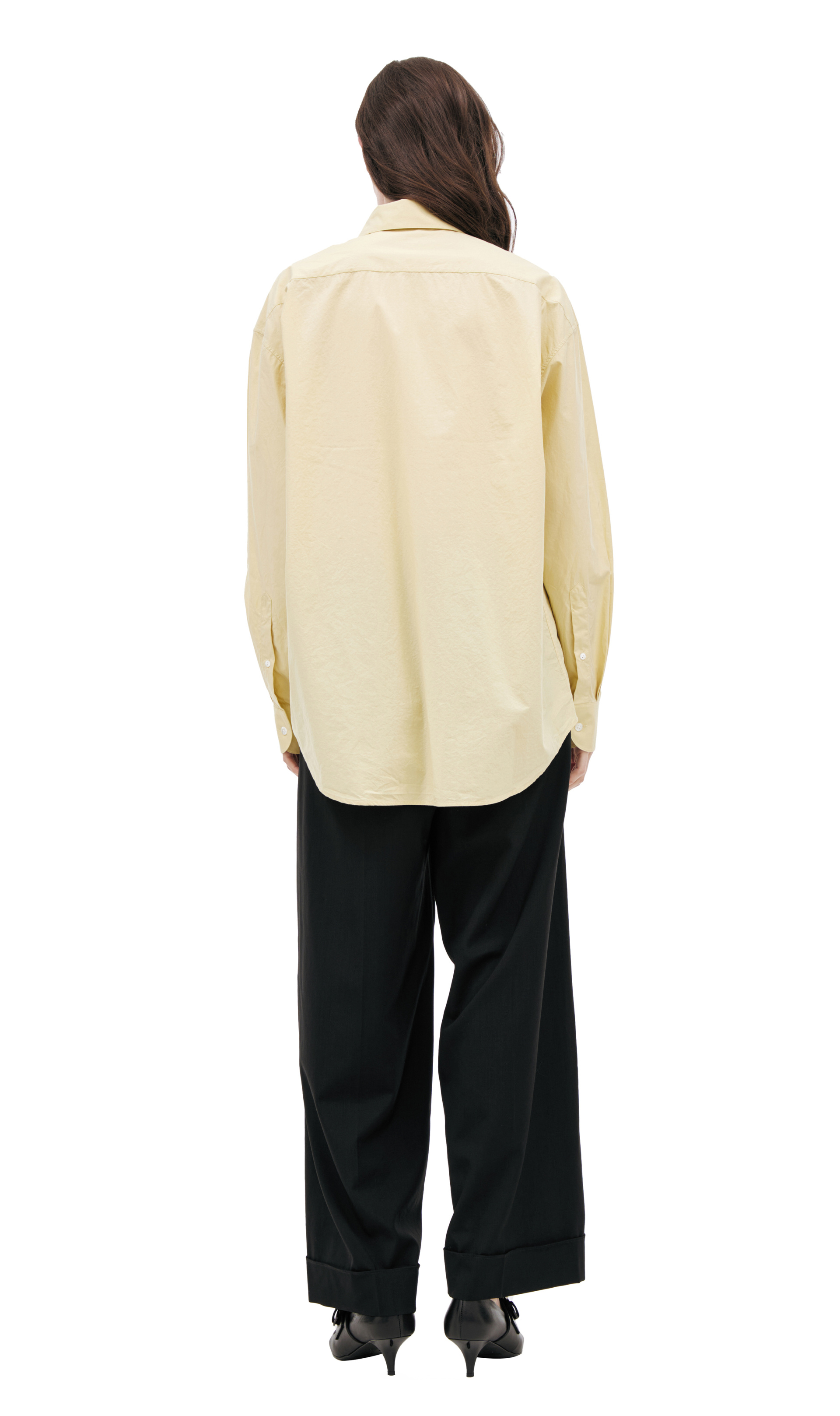 The Row Желтая рубашка из хлопка