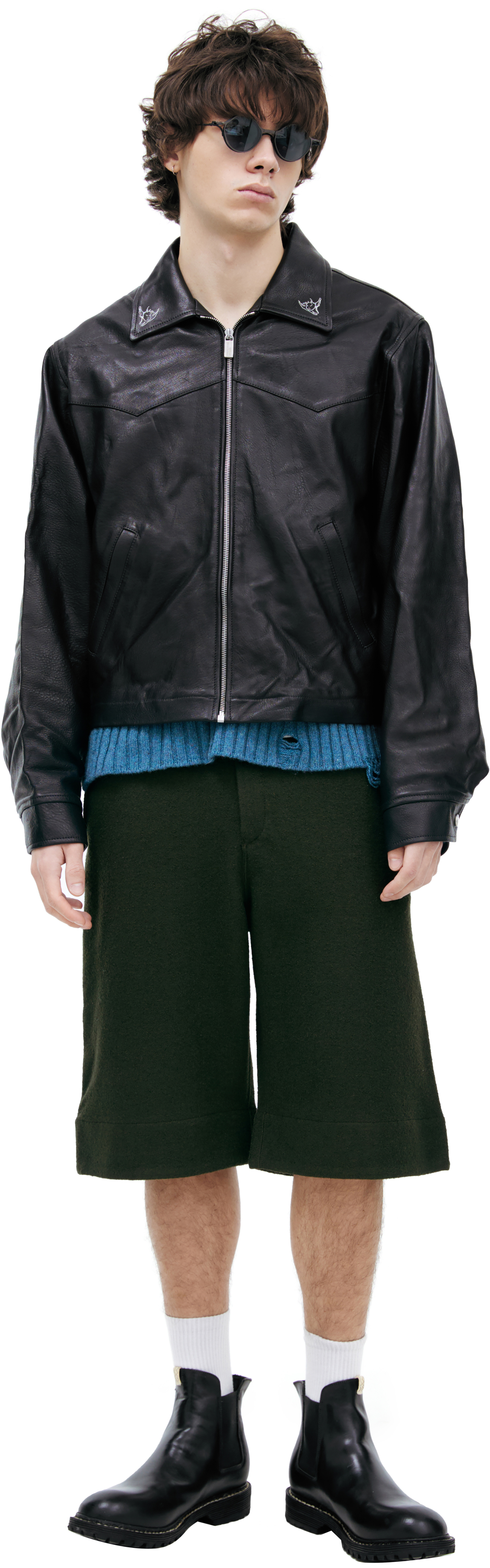 Enfants Riches Déprimés Кожаная куртка с вышивками