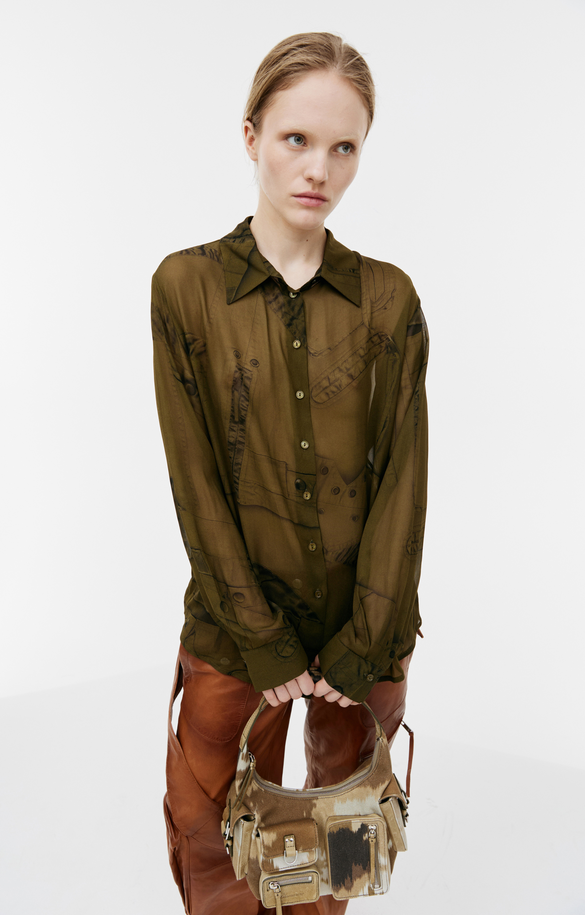 Blumarine Полупрозрачная рубашка с графическим принтом