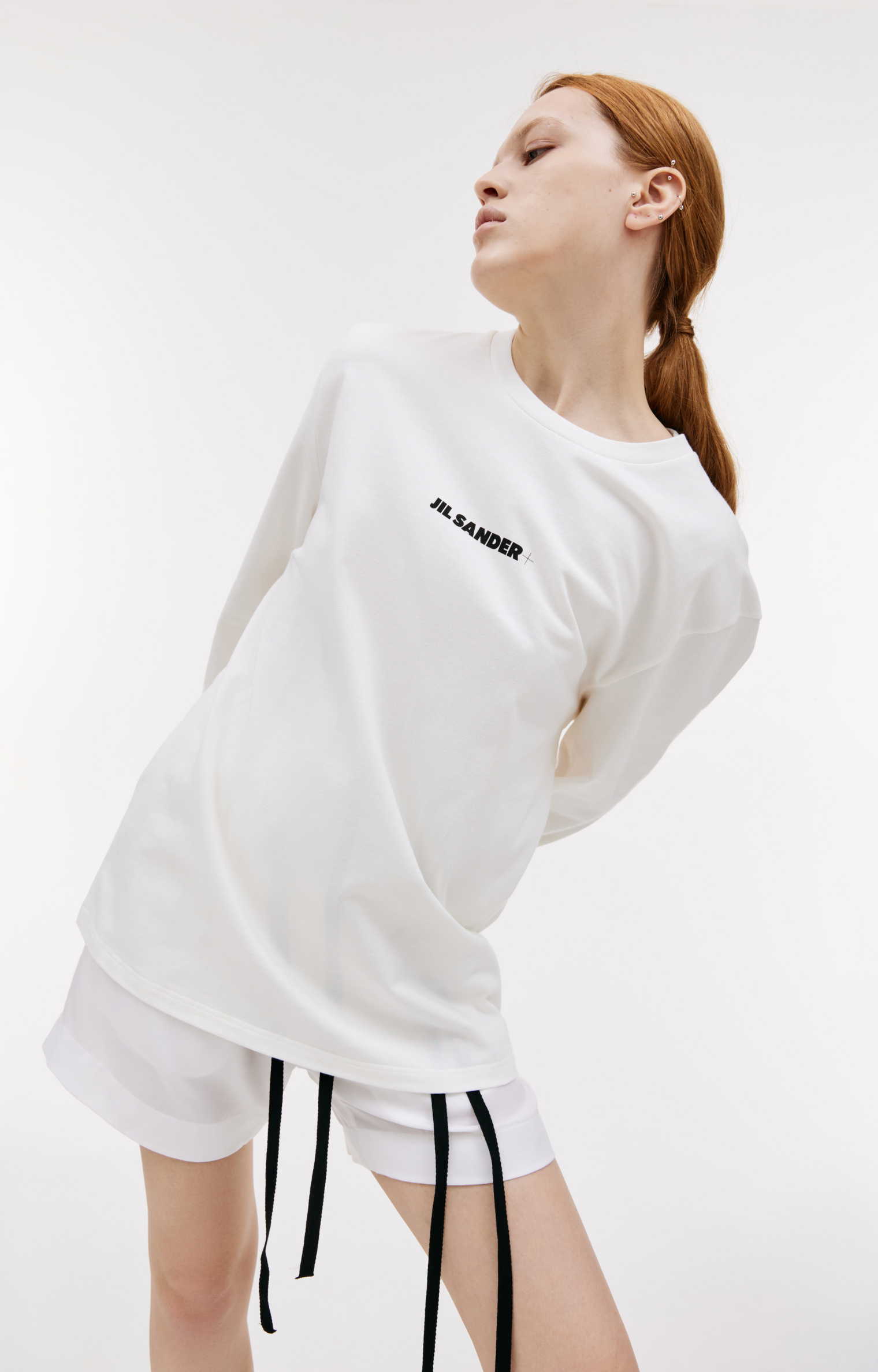 Jil Sander Белый лонгслив с логотипом