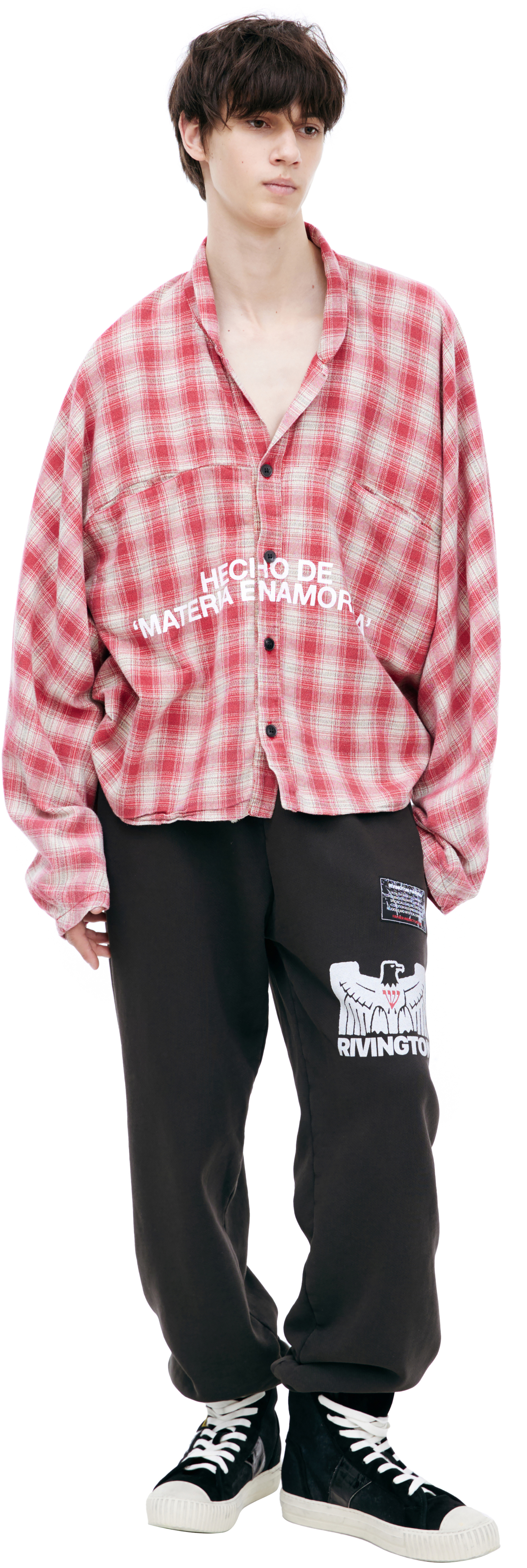 RRR123 Клетчатая рубашка с принтом