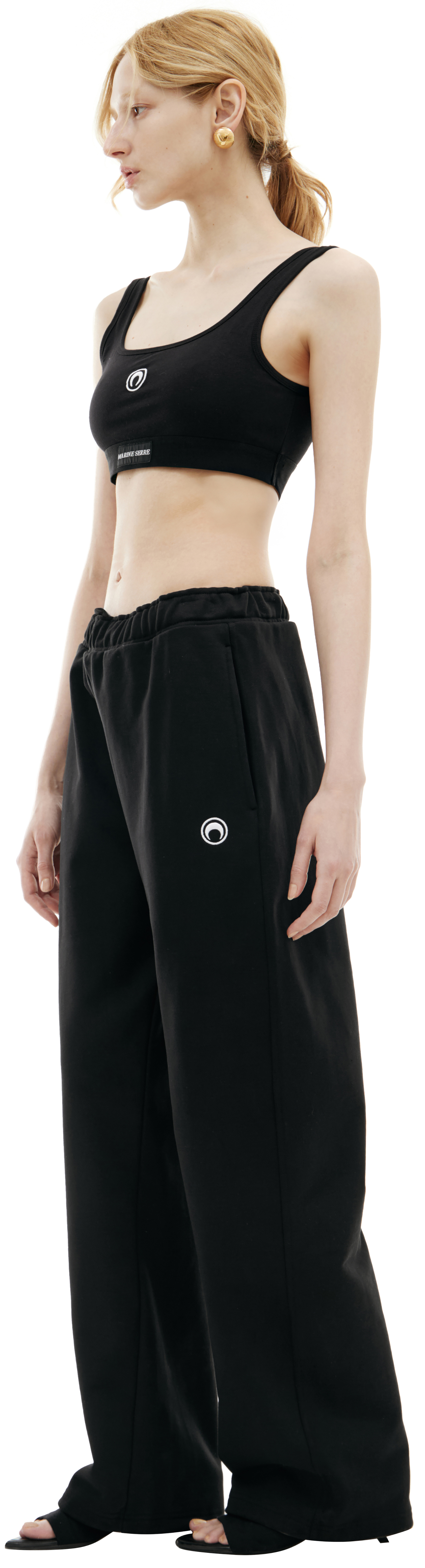 MARINE SERRE Брюки с вышитым логотипом