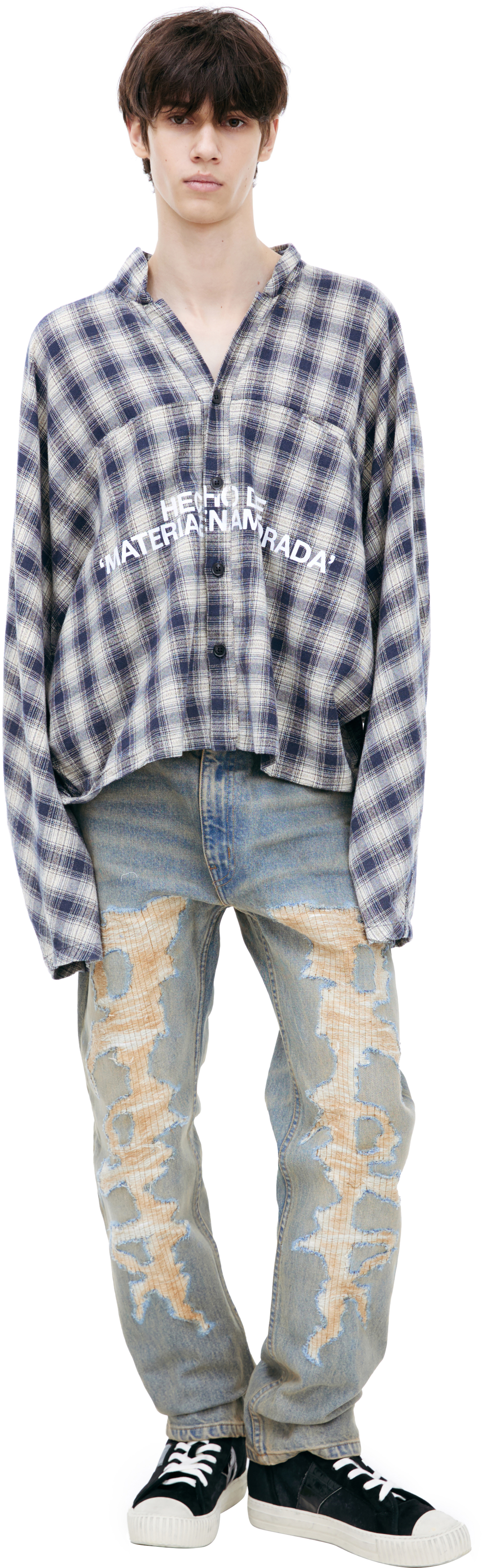 RRR123 Клетчатая рубашка с принтом