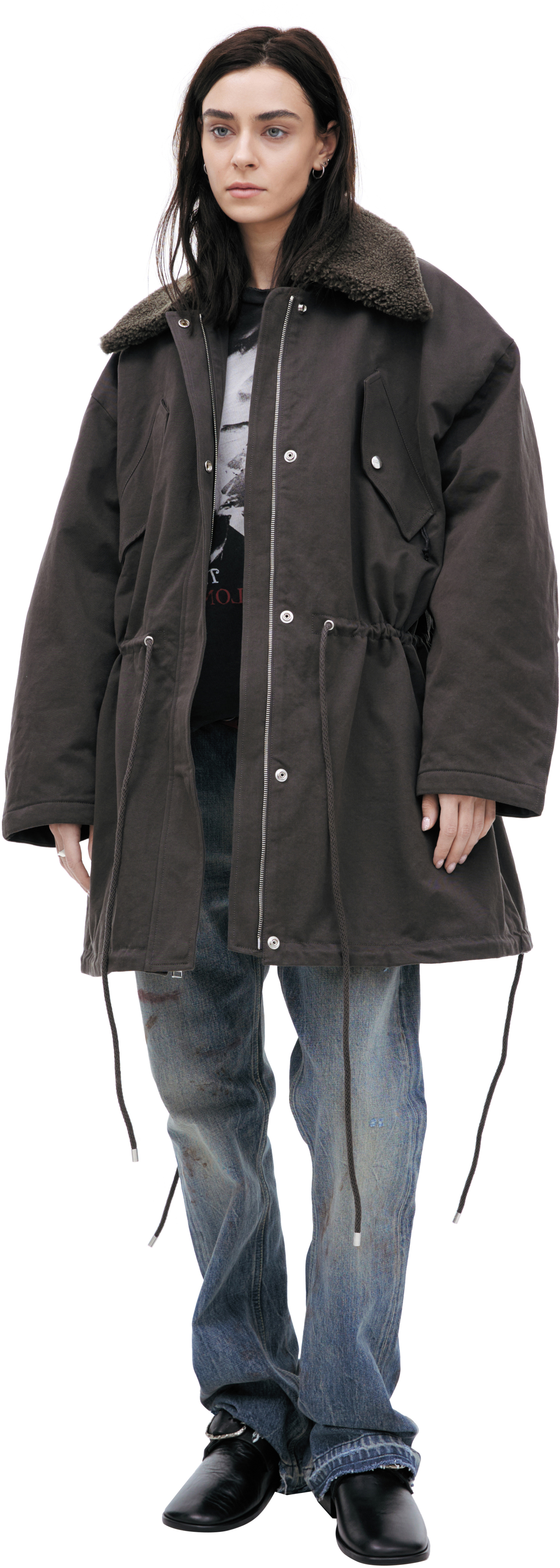 Enfants Riches Déprimés Парка с шерстяным воротом