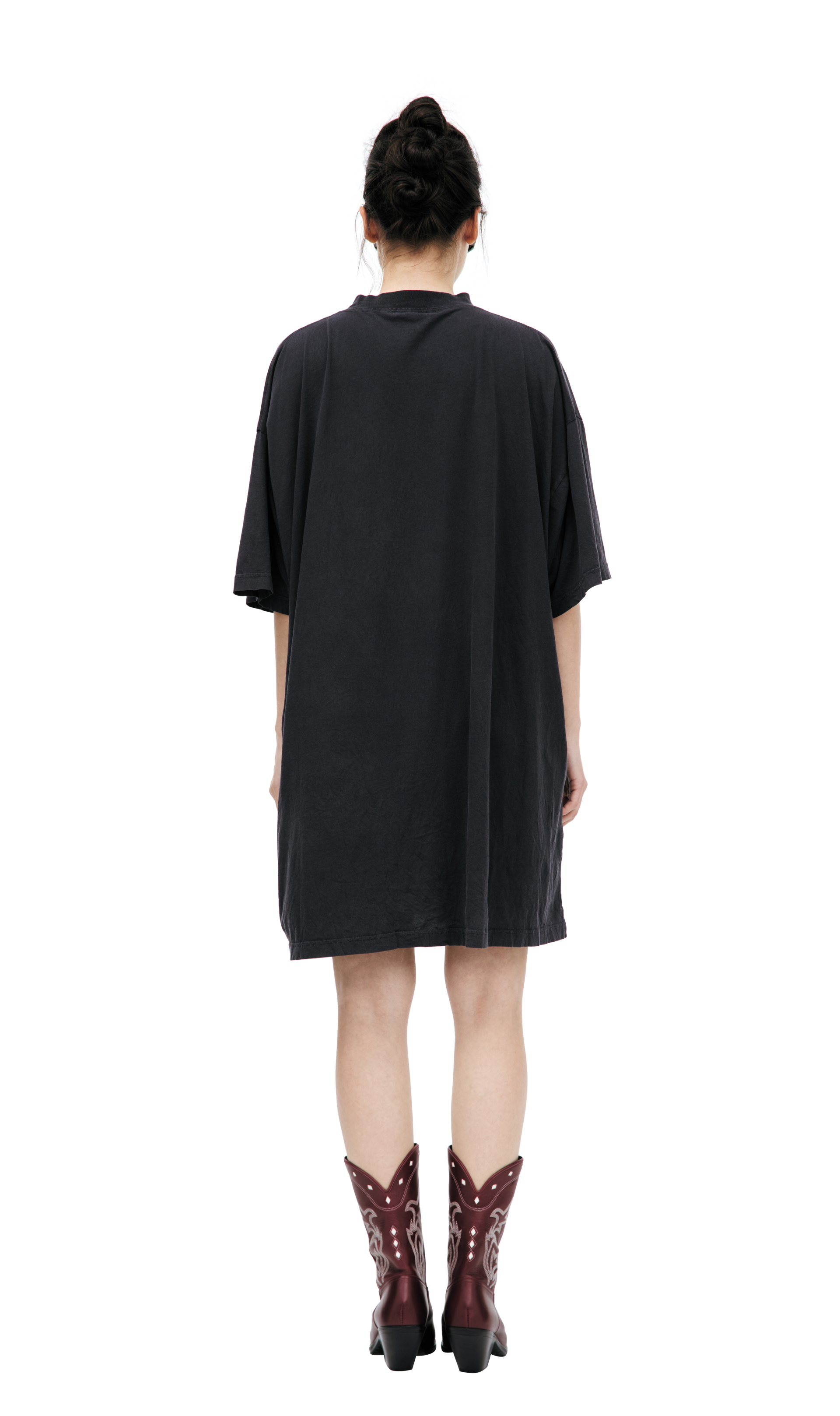 Balenciaga Футболка-787349/TRVO1/1041 принт город Pigalle, оверсайЗ, мятая, темно-серая