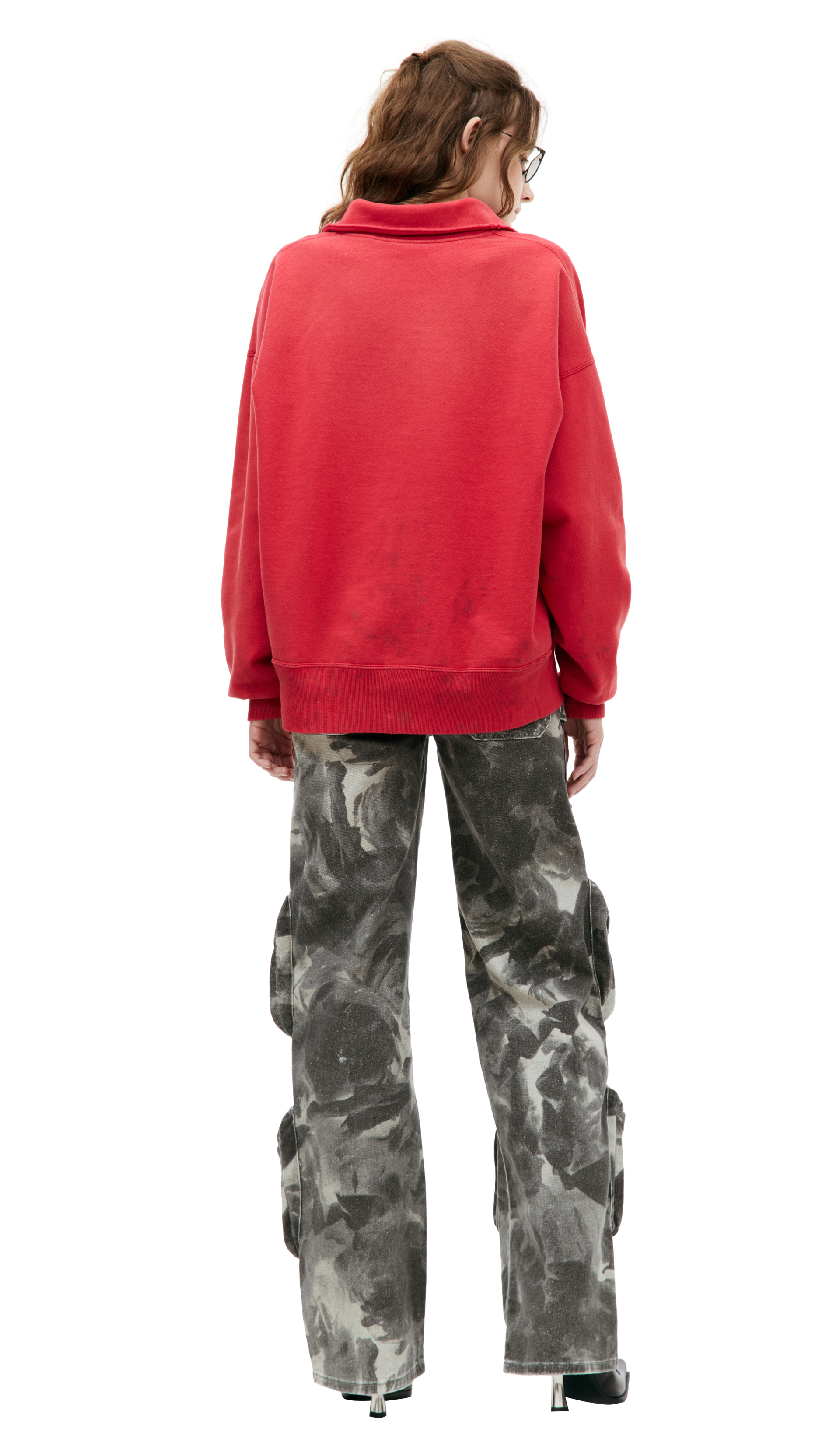 Saint Mxxxxxx Красный свитшот на молнии