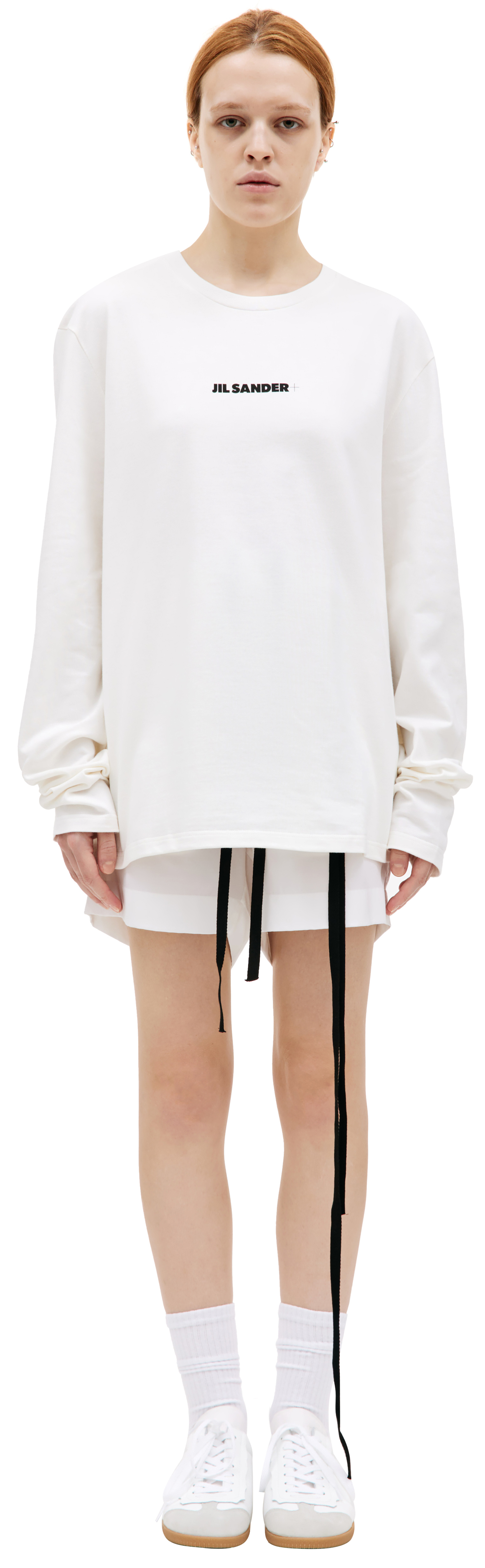Jil Sander Белый лонгслив с логотипом