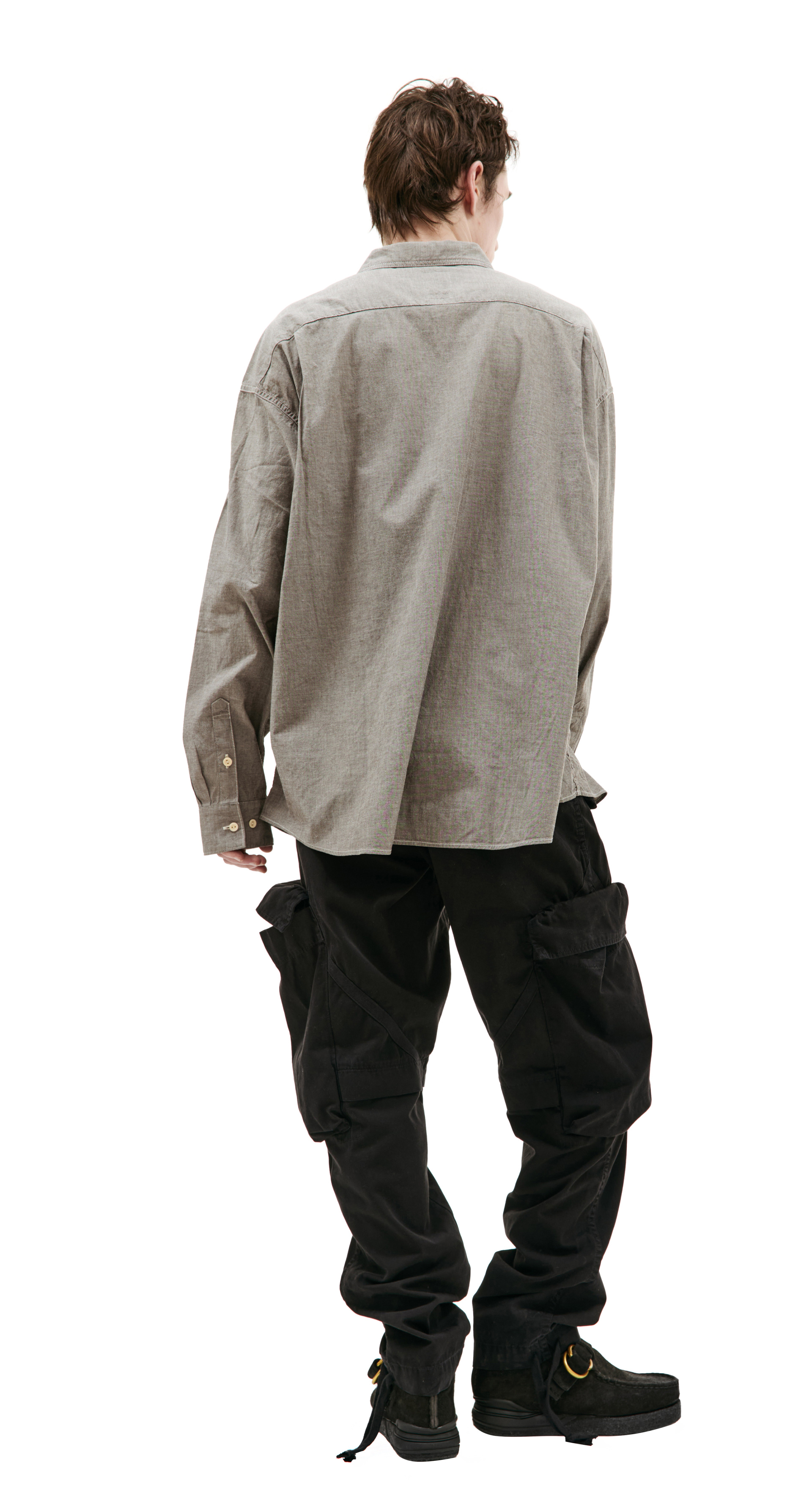 visvim Серая рубашка 1920 с контрастными швами