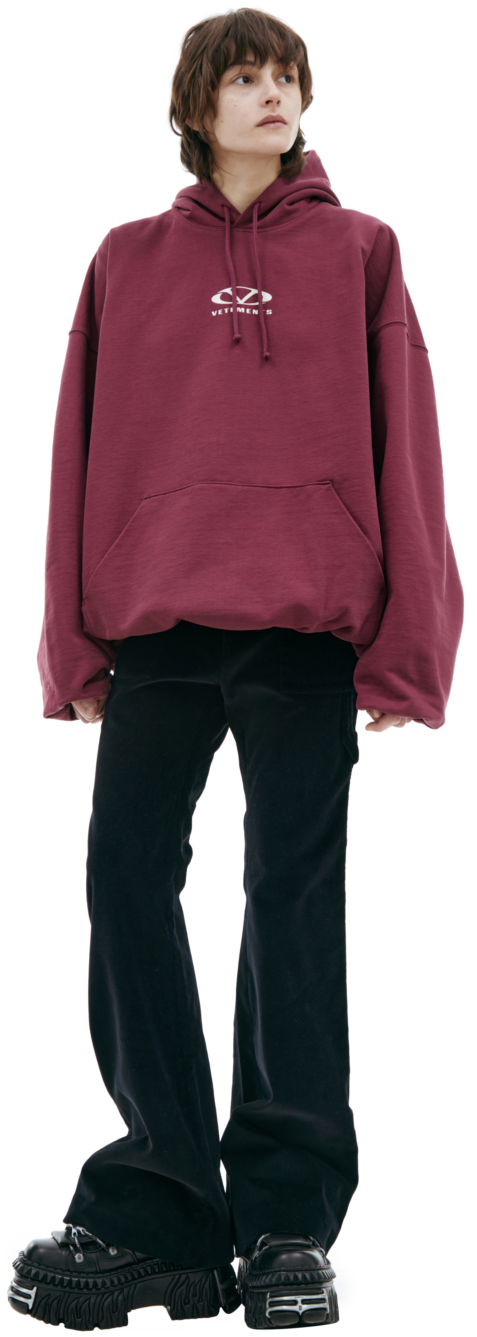 VETEMENTS Бордовое худи с принтом