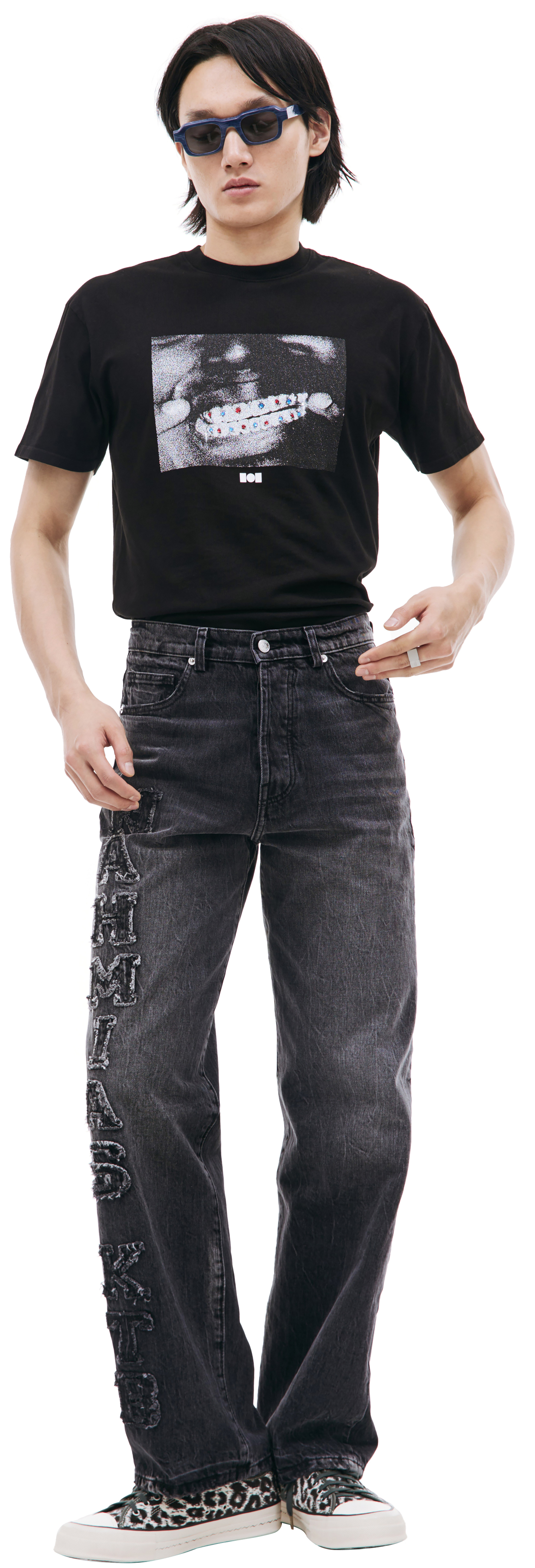 Nahmias Сервые джинсы с нашивками логотипа