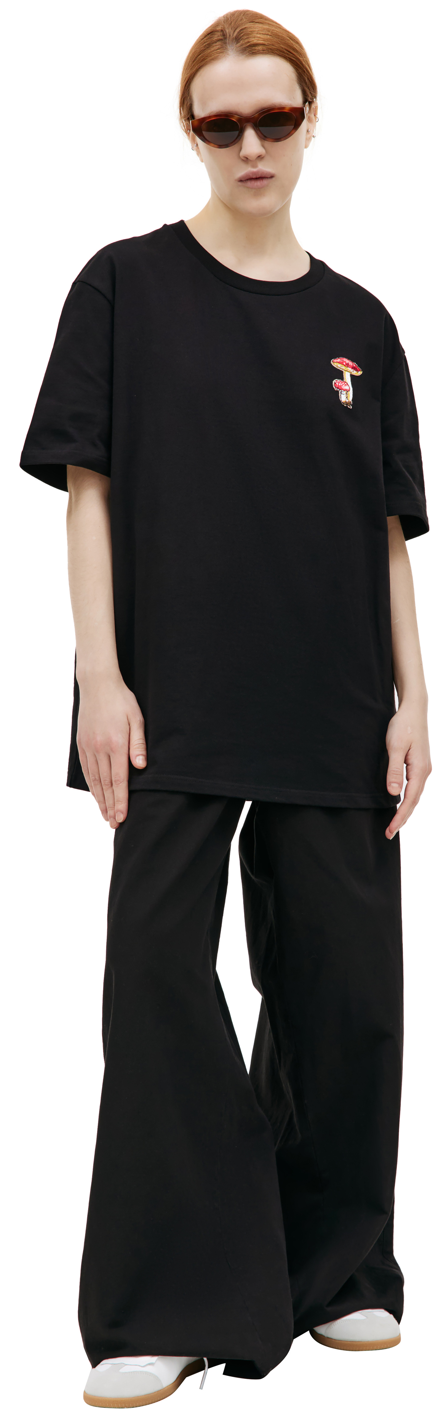 Jil Sander Черная футболка с вышивкой