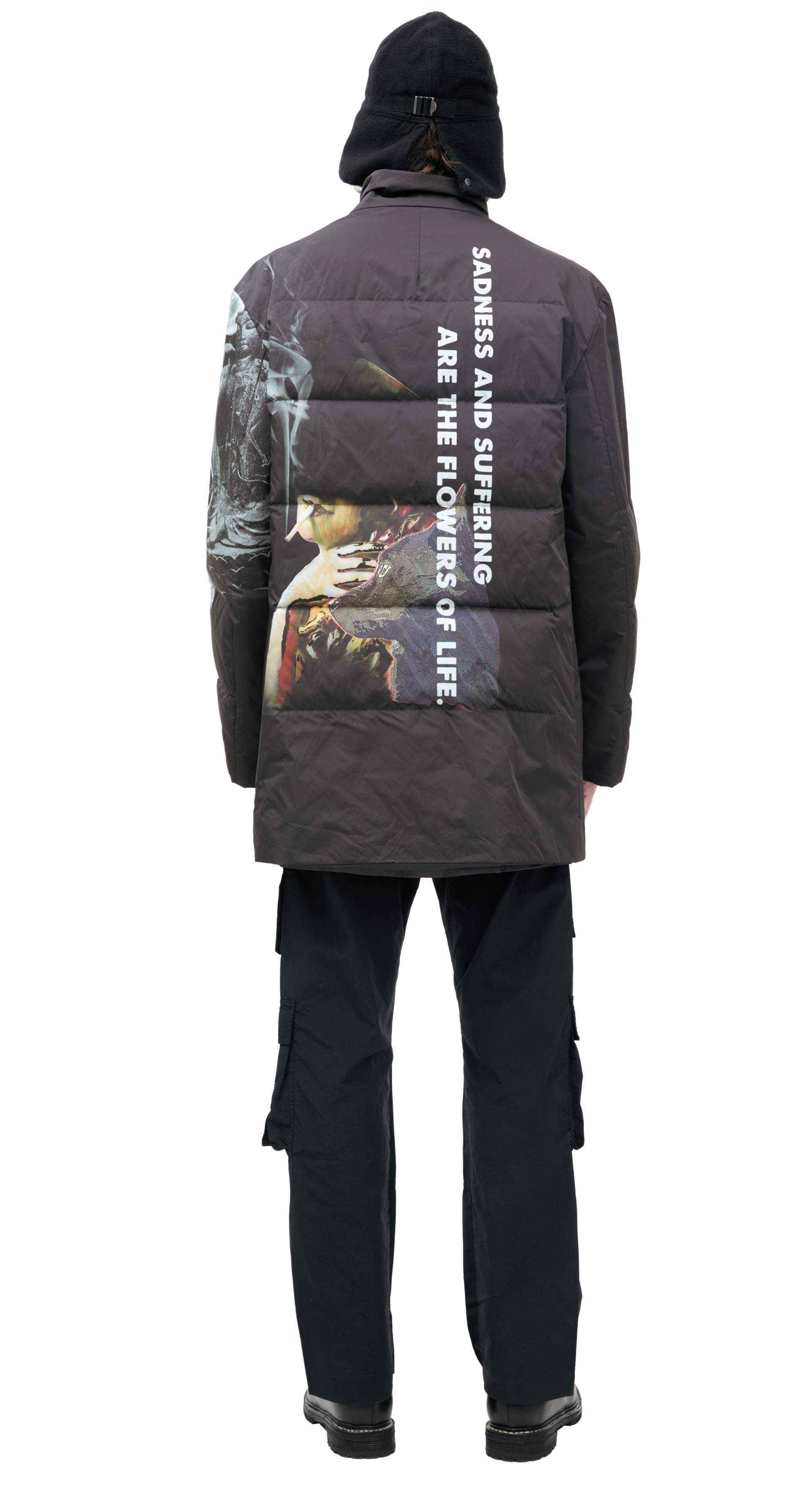 Yohji Yamamoto Стеганая куртка с принтом