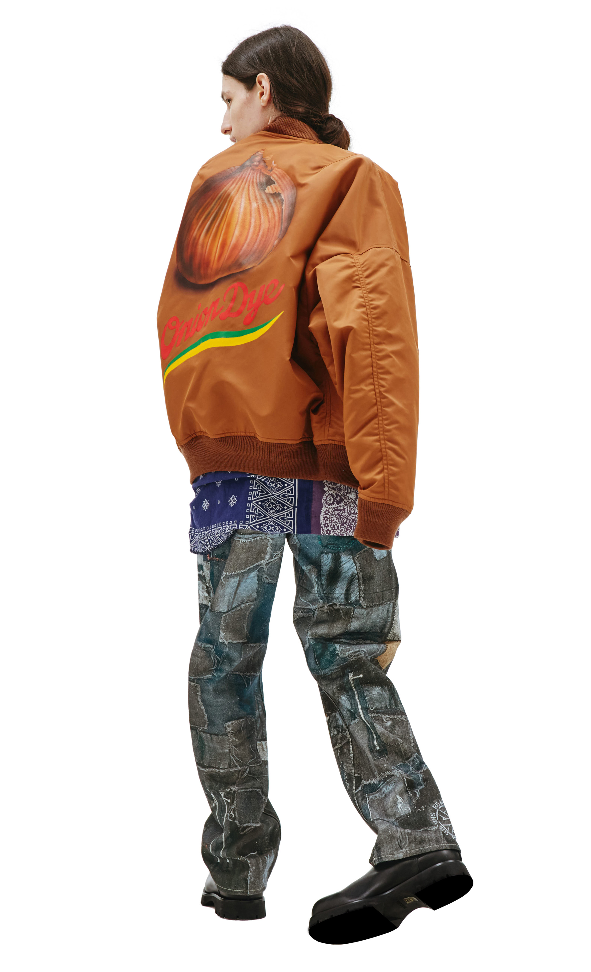 Doublet Коричневый бомбер с принтом Onion